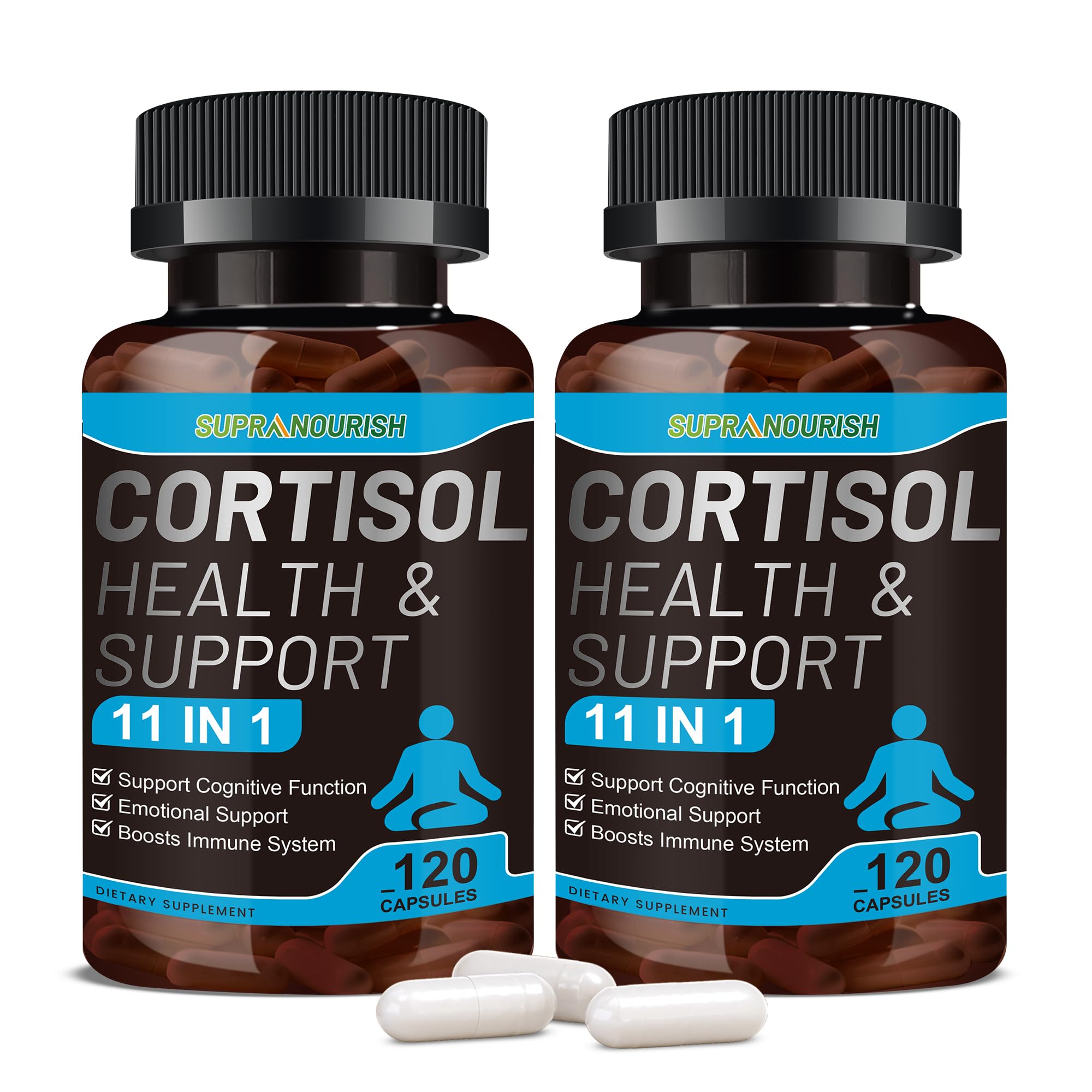 Bouteille SUPRANOURISH Cortisol Manager pour un équilibre quotidien et énergie naturelle.
