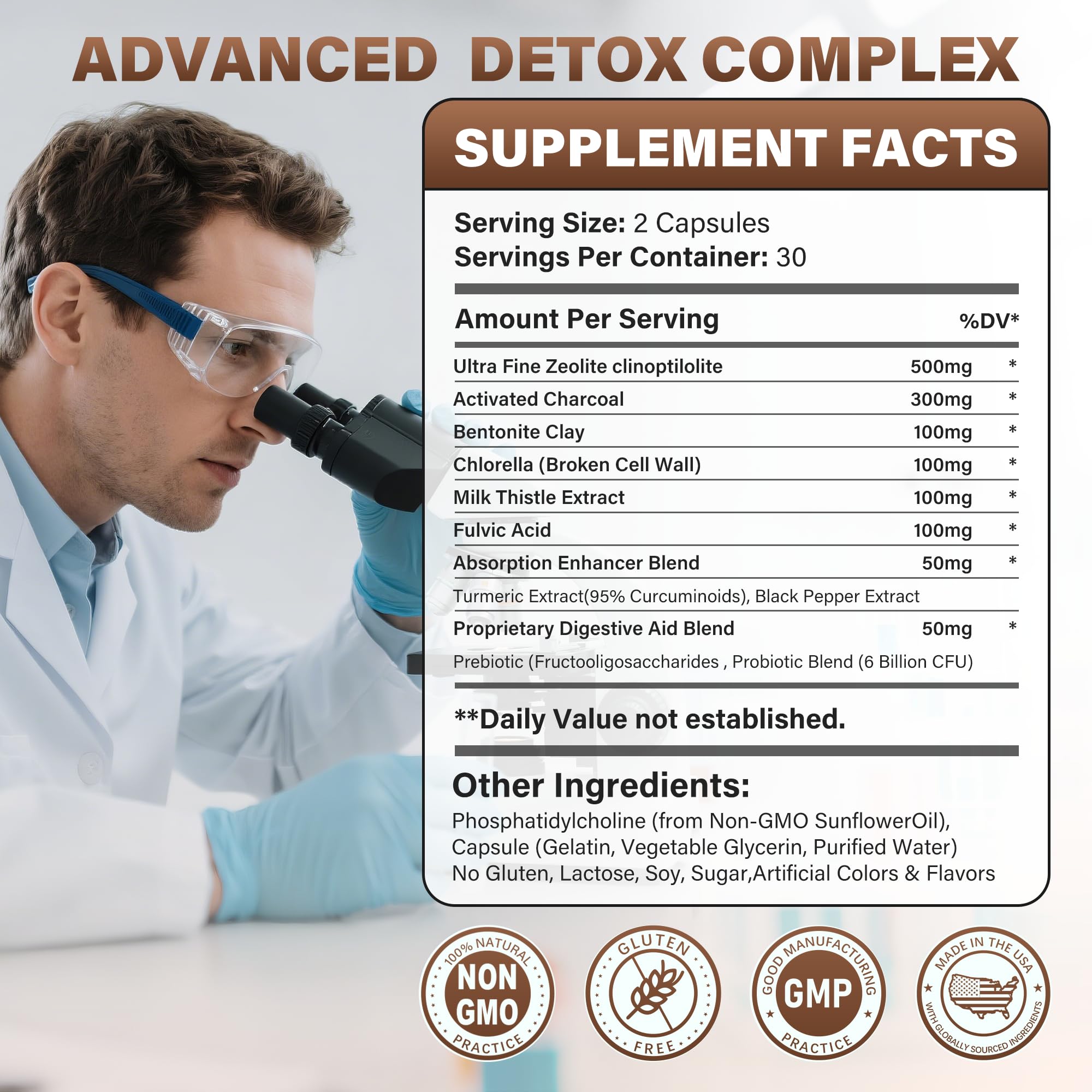 SUPRANOURISH Détox Zéolite capsules en gros plan montrant la texture fine.