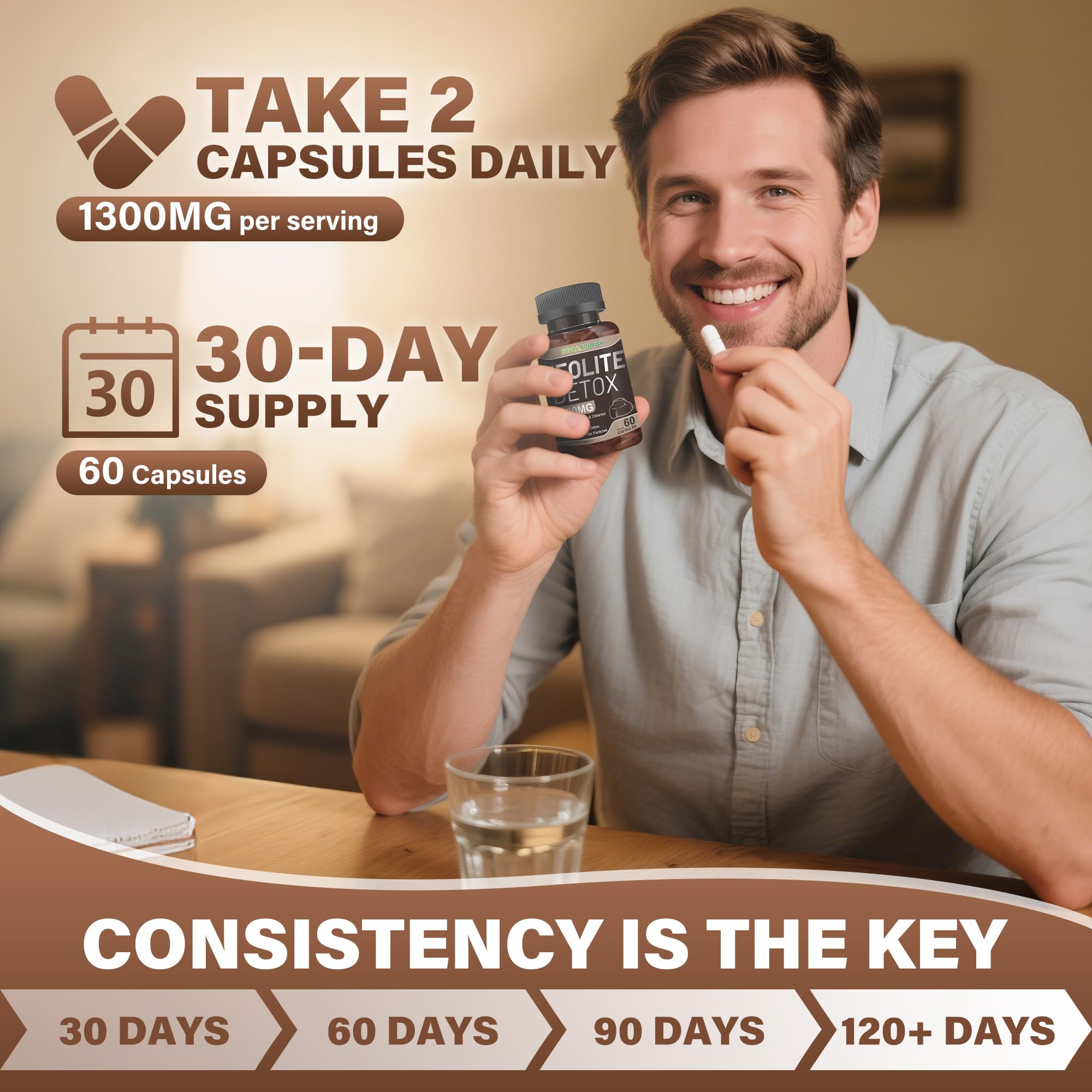 SUPRANOURISH Détox Zéolite Capsules faciles à avaler pour la digestion.