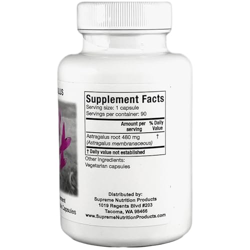 Supreme Nutrition Astragalus Supreme — capsules végétariennes prêtes à l'usage quotidien.
