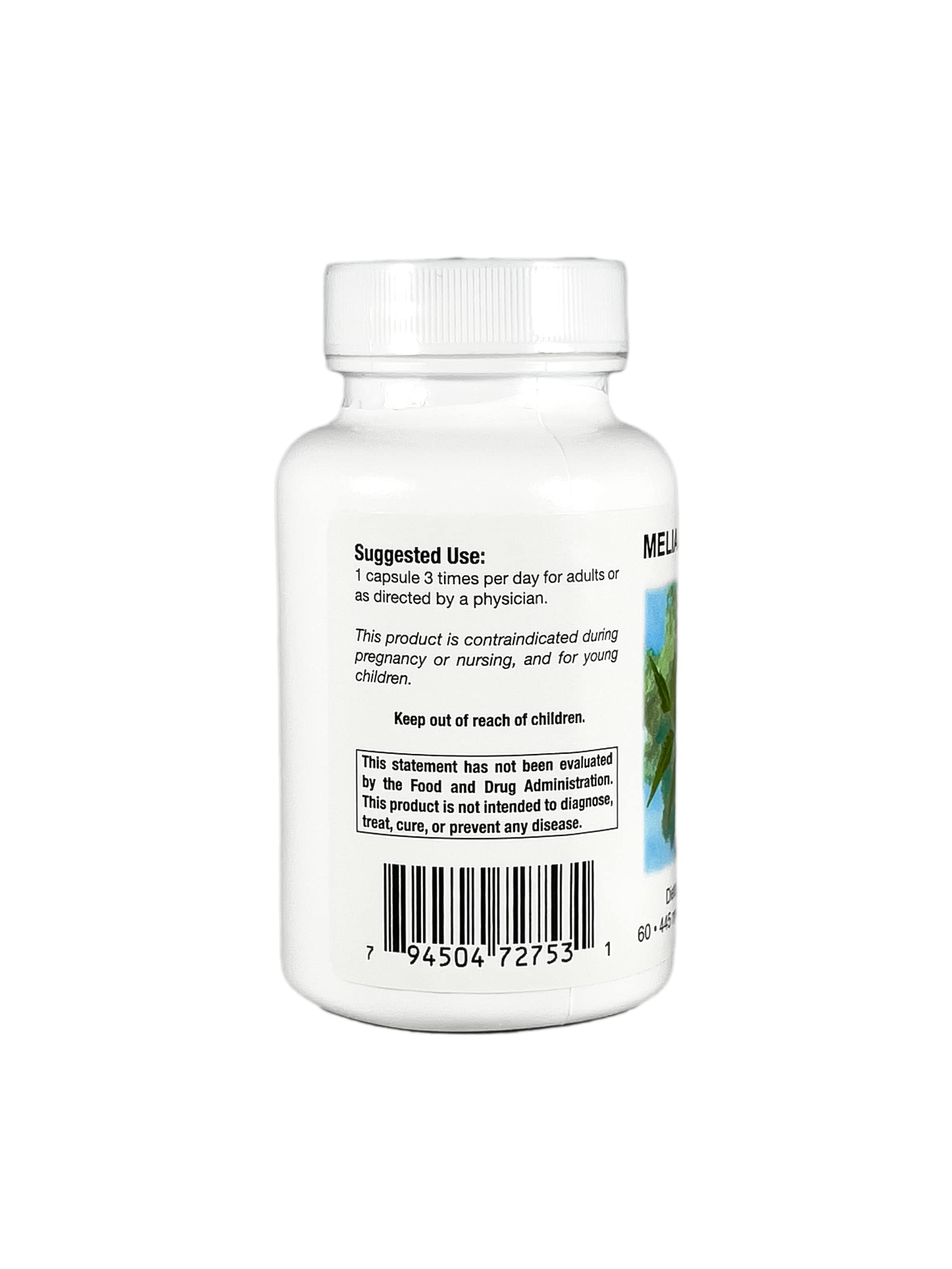 Melia Supreme, étiquette capsules neem indiquant pureté et traçabilité.