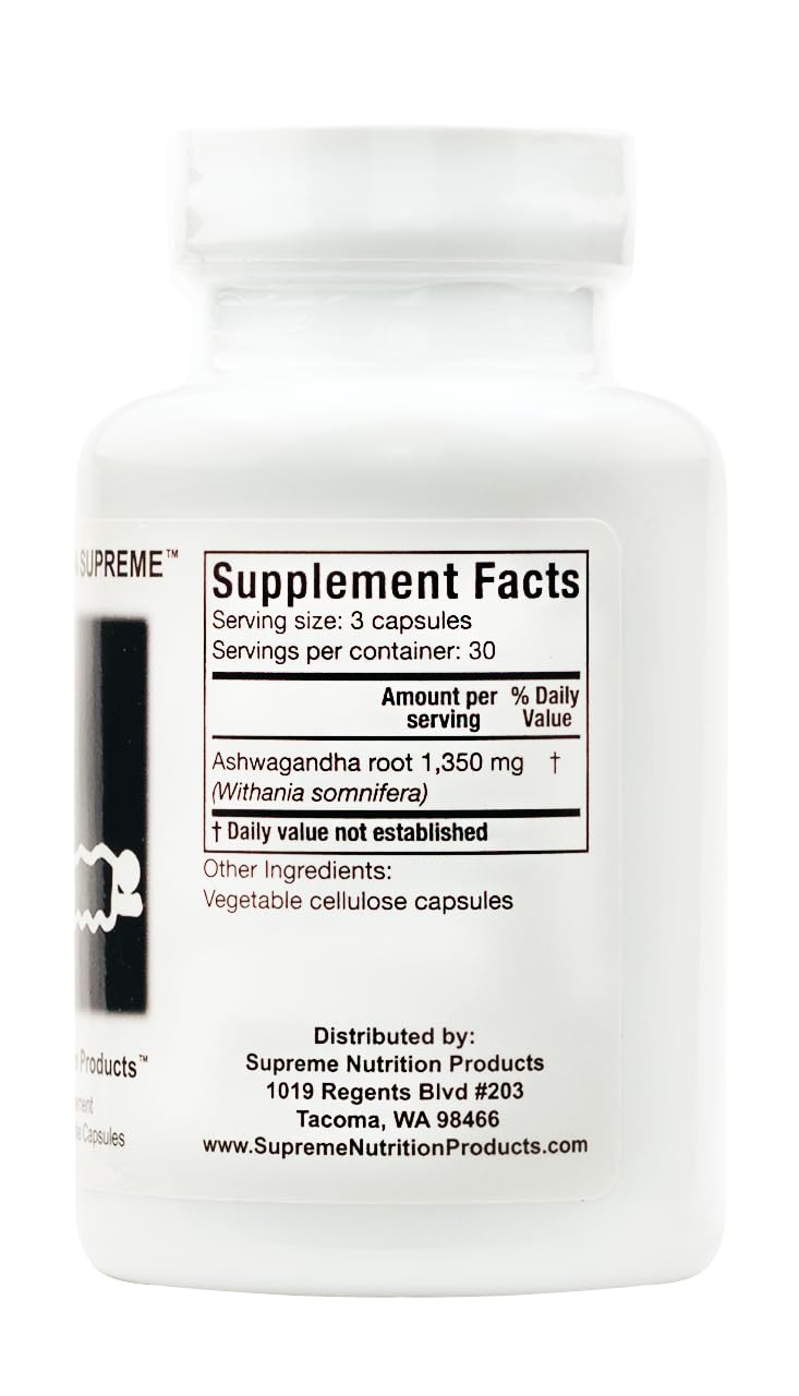 Ashwagandha Supreme — étiquette claire, normes cGMP respectées