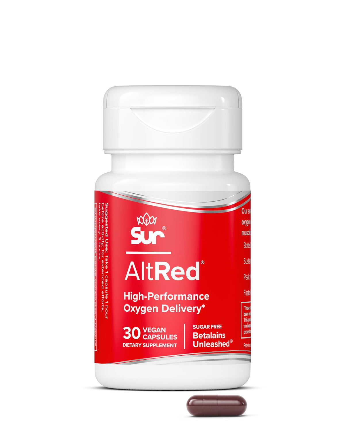 Gélules Sur AltRed rouge symbolisant l’endurance et la récupération.