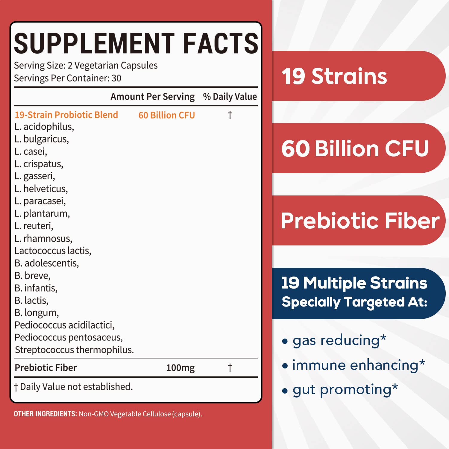 Surebounty Probiotics : capsules végétales faciles à avaler pour une routine digestive