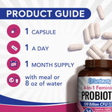 Surebounty Probiotiques pour femmes — dose quotidienne pratique à prendre avec eau.