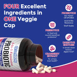 Surebounty Probiotiques pour femmes — étiquette nutritionnelle illustrant les bénéfices potentiels pour la digestion.