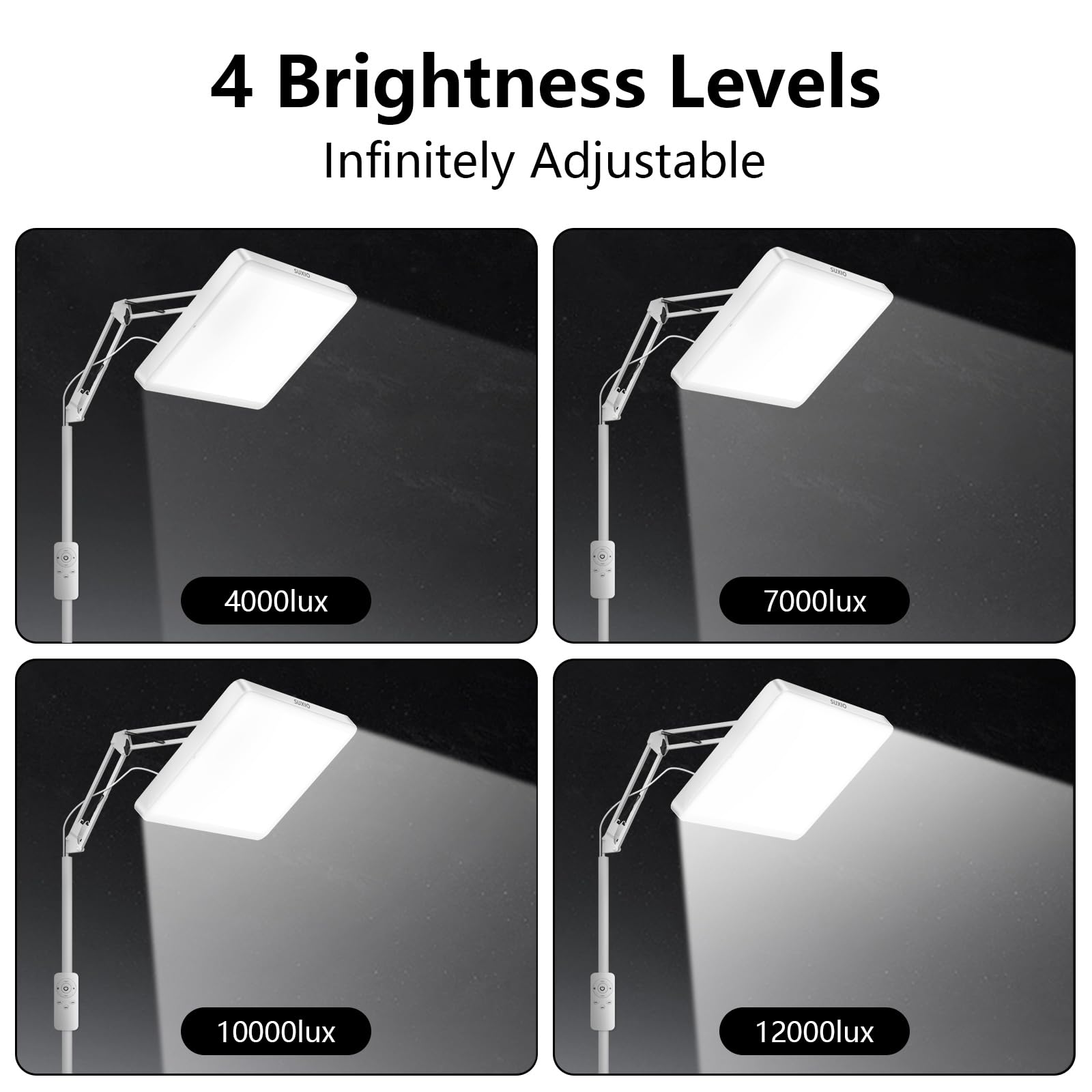 Niveaux de brillance SUXIO pour adapter l'éclairage à chaque activité.
