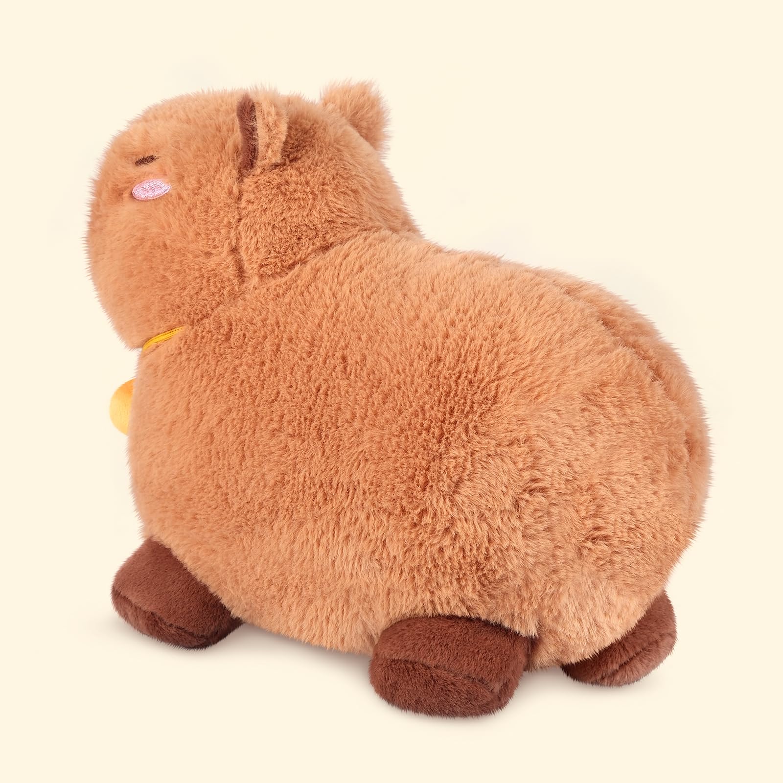 SuzziPals Capybara orange peluche idéale pour voyage et nuits paisibles.