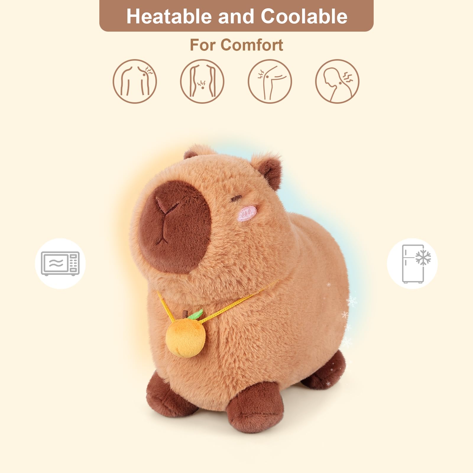 SuzziPals Capybara orange refroidie procure un rafraîchissement doux.