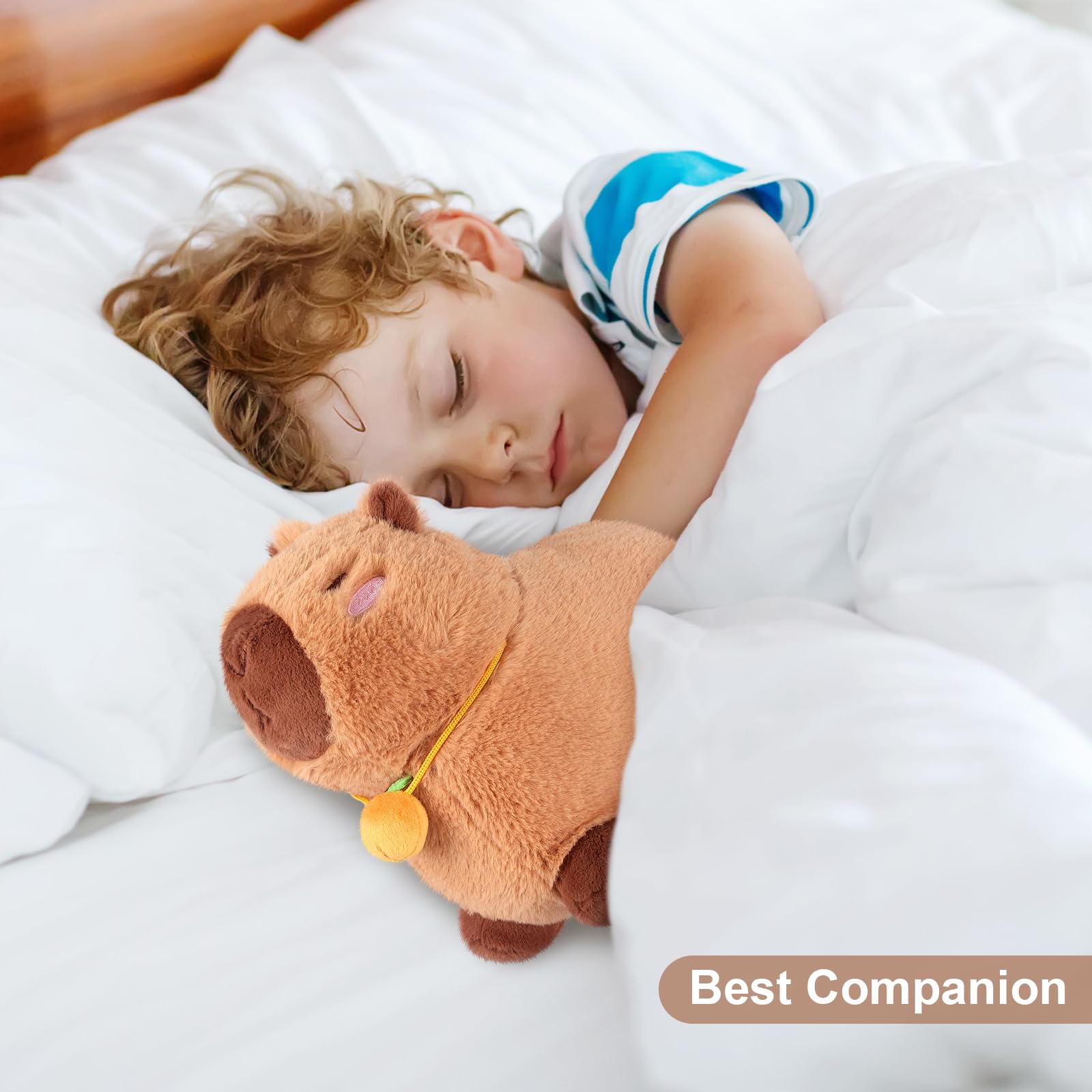 SuzziPals Capybara orange comme compagnon anti-stress et soutien émotionnel.