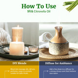 SVA Citronella spray maison: arôme rafraîchissant pour pièces et textiles.