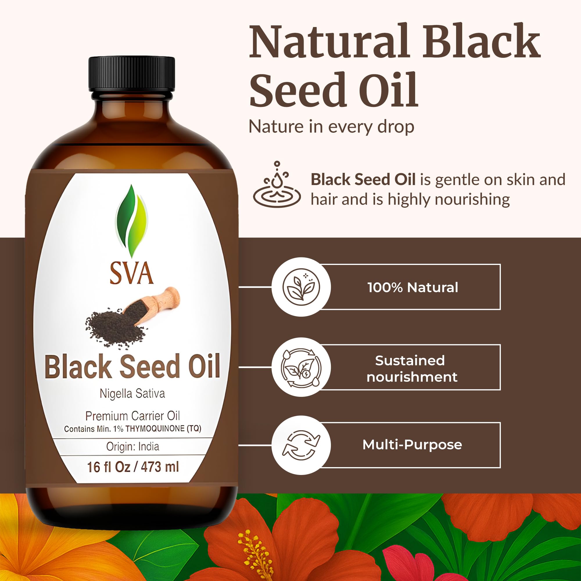 SVA Huile de nigelle – application visage : hydratation douce et nourrissante.