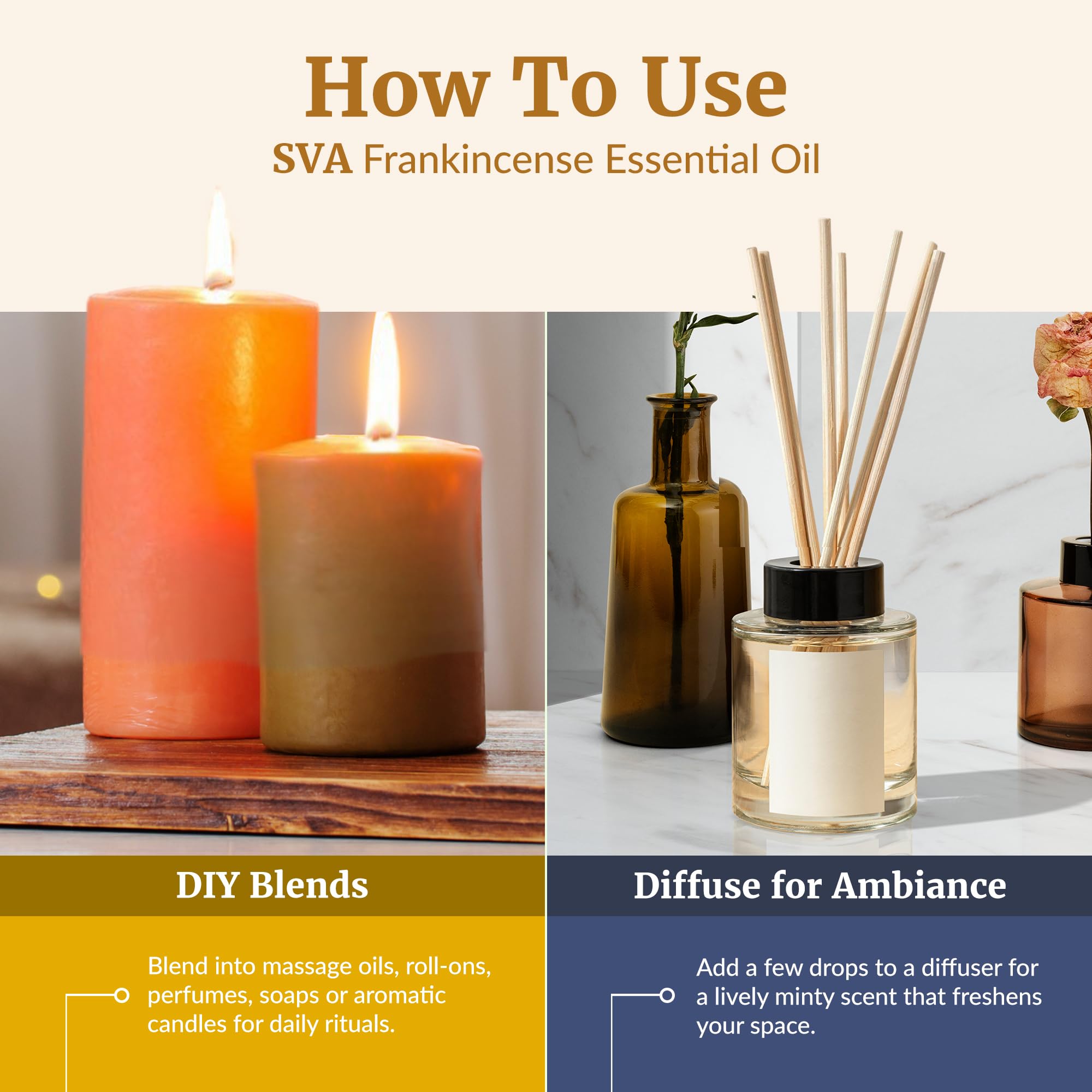 SVA huile essentielle d’encens Serrata – utilisation en savon et bain maison.