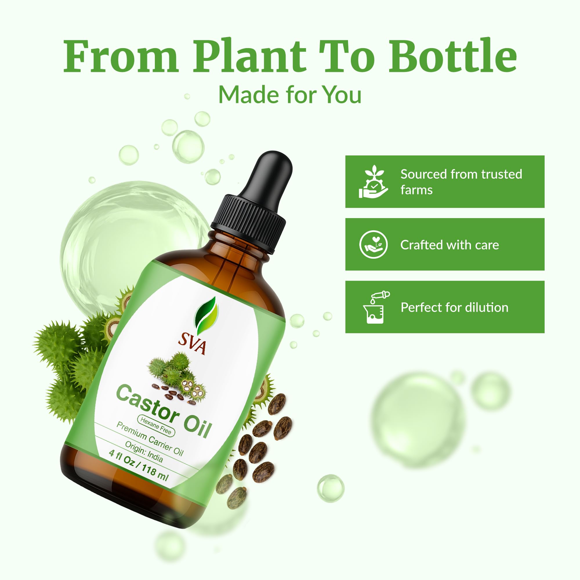 Hydratation douce de la peau avec l’huile de ricin SVA.