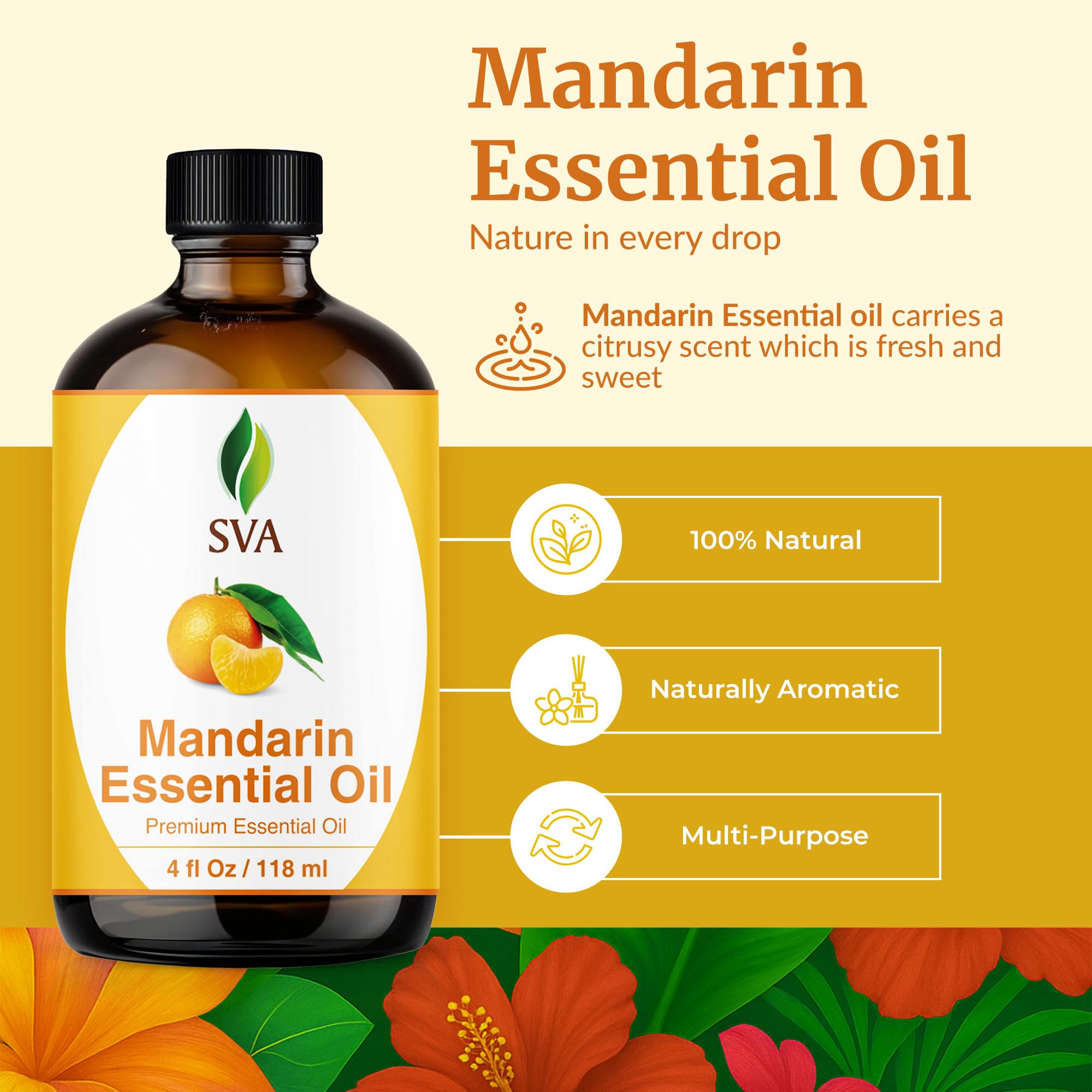 SVA Mandarin diffusion-aromathérapie: parfum frais pour ambiance agréable.