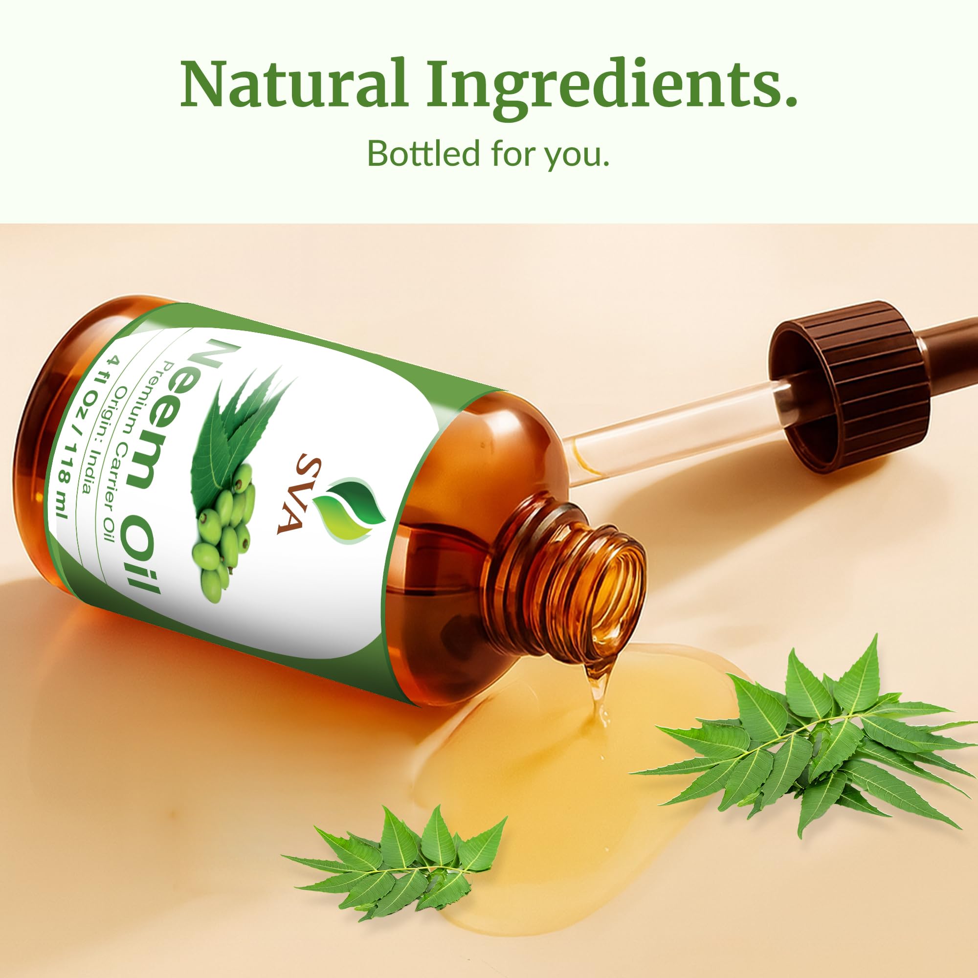 SVA Neem Oil flacon non testé sur animaux, pratique et sûr.