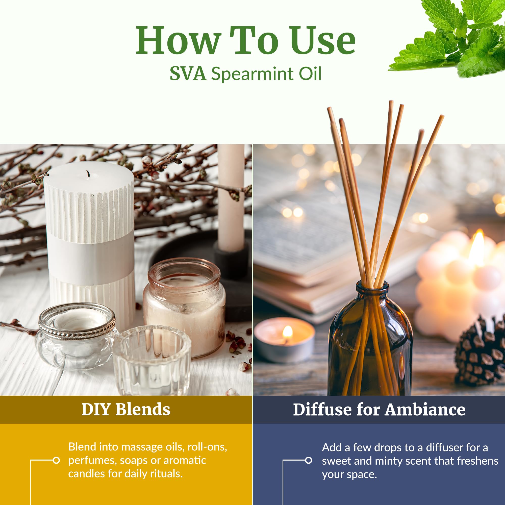 Bain aromatique à la menthe poivrée pour détente.