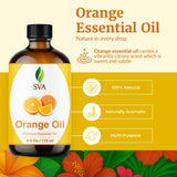 SVA ORGANICS compte-gouttes orange, dosage précis pour soins visage et corps.