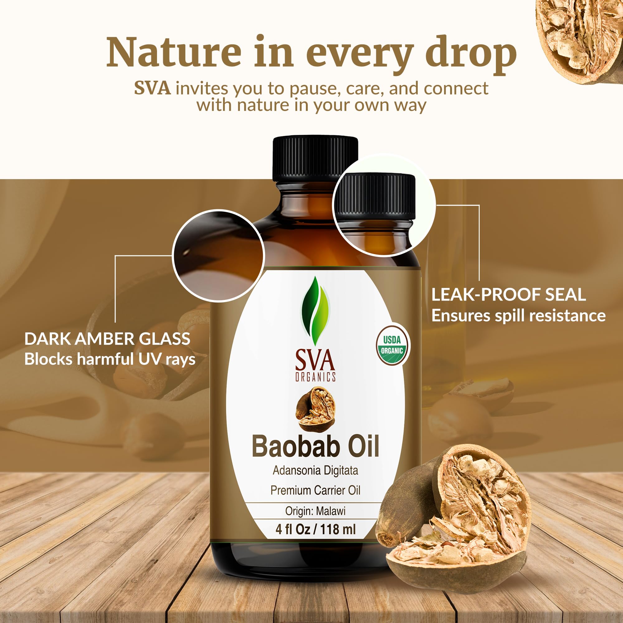 SVA Organics Baobab appliquée avant le bain pour douceur
