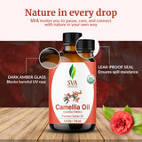 SVA Organics huile de camellia, absorption rapide, parfum léger et non gras.