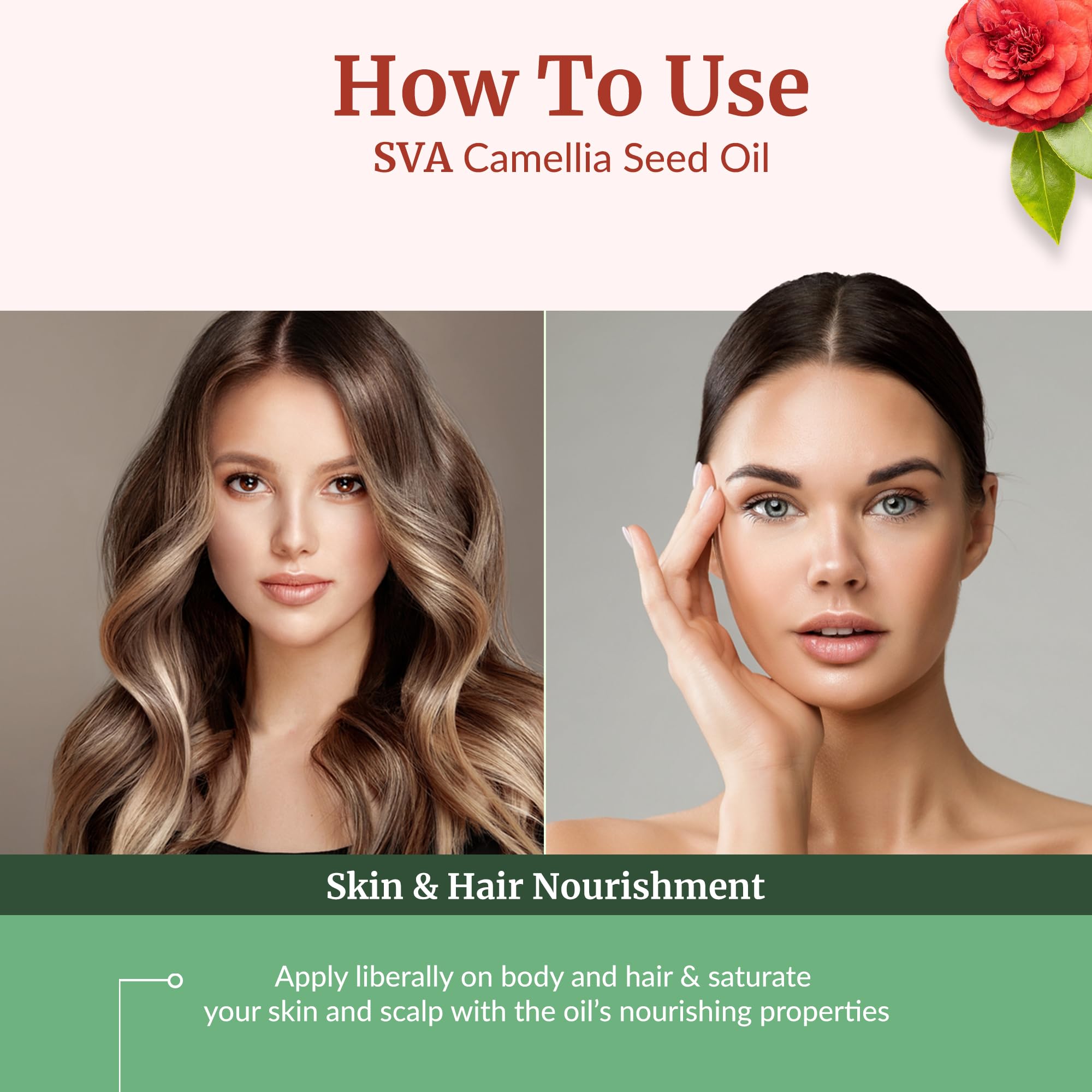 SVA Organics huile de camélia, soin des ongles, hydratation rapide et durable.