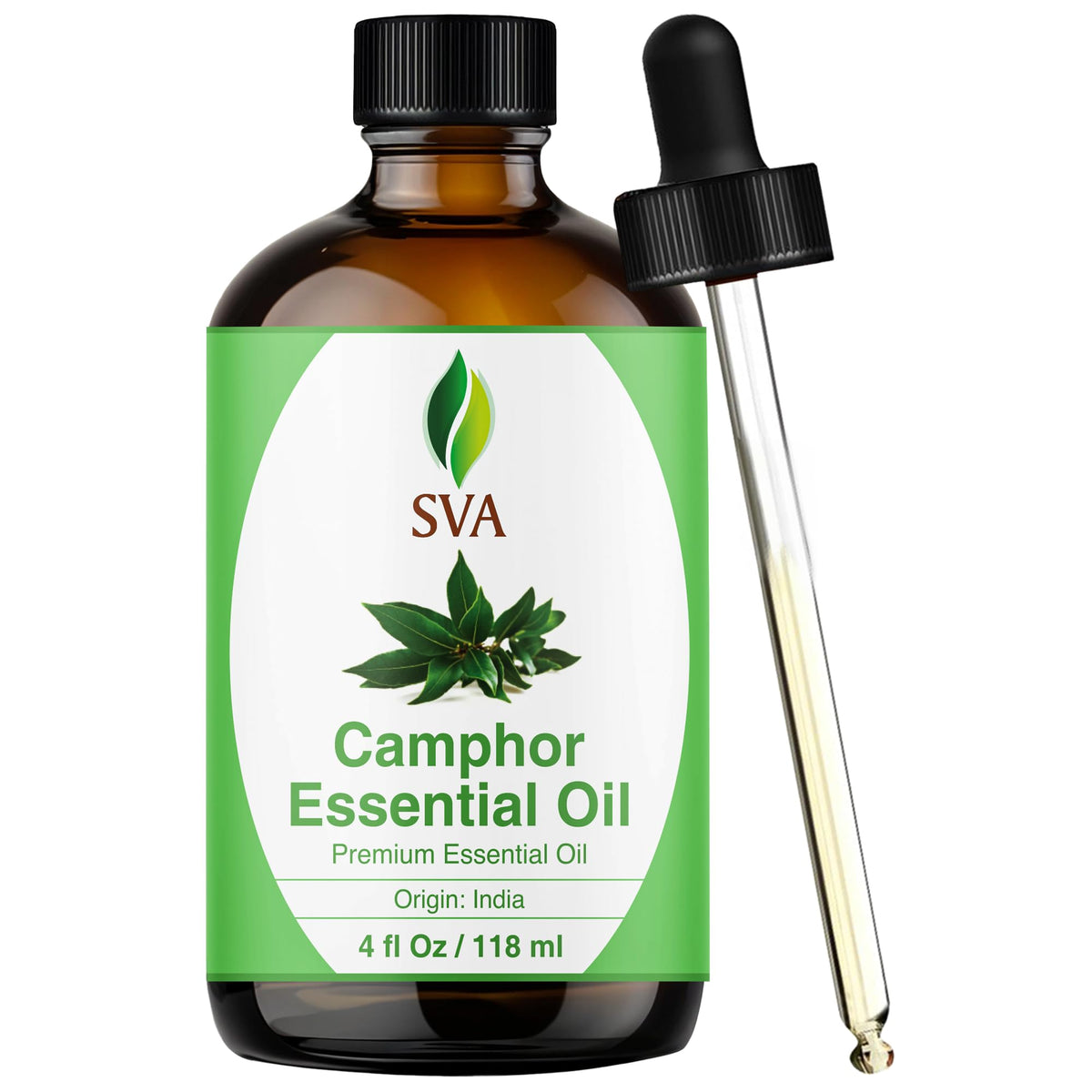 Huile camphore SVA ORGANICS – flacon avec pipette pour diffusion aromatique.