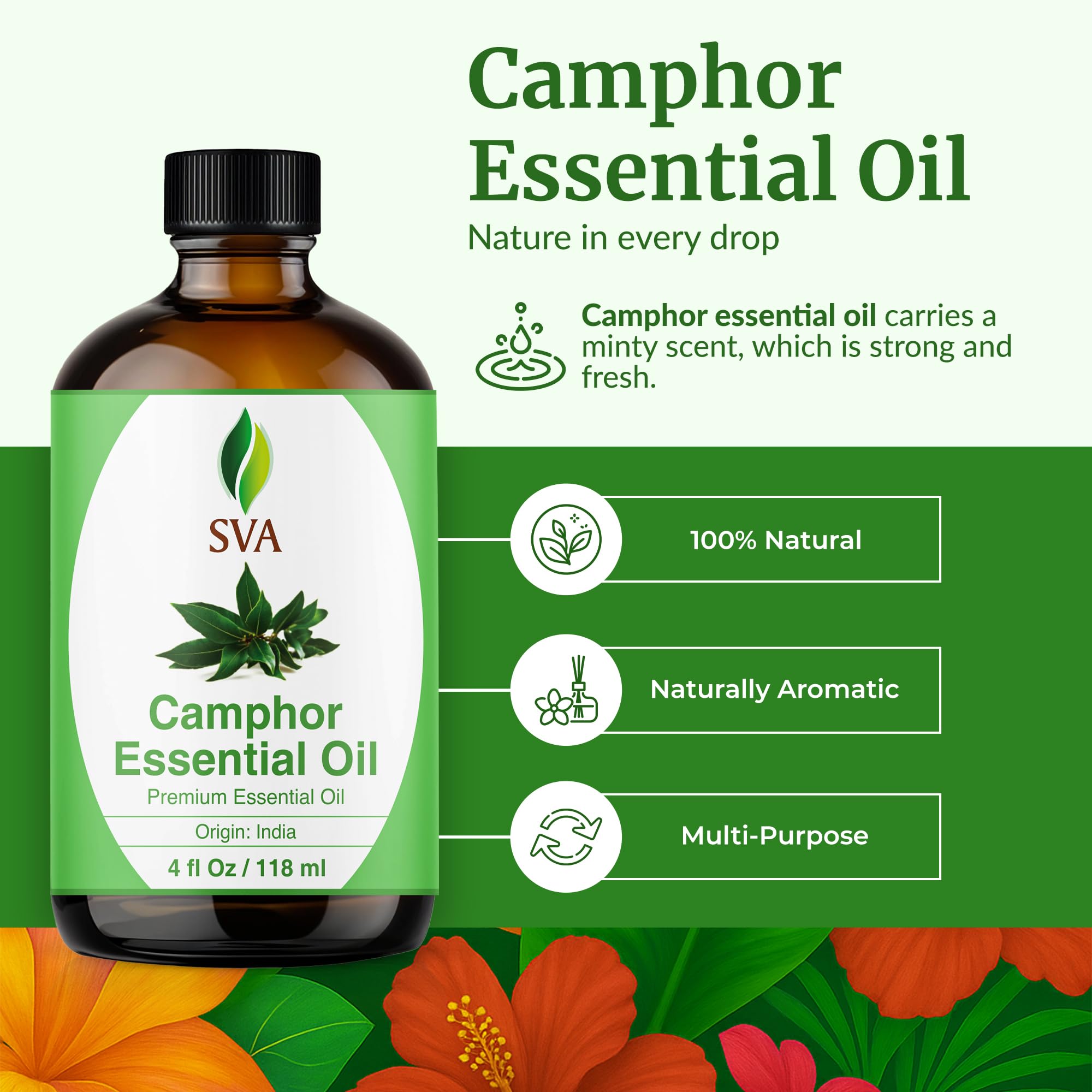 SVA ORGANICS camphore – application sur cuir chevelu et massage.
