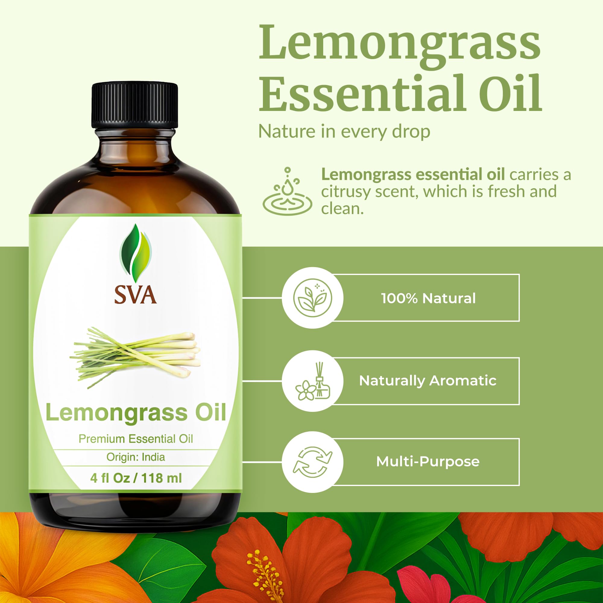 Huile citronnelle SVA pour diffuseur — diffusion d'arôme frais à domicile.