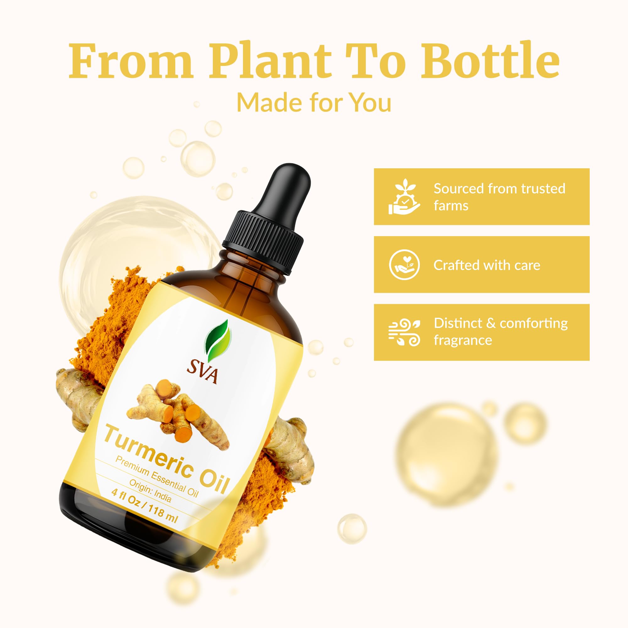 Massage cheveux cuir chevelu avec huile curcuma SVA Organics, dilution recommandée.