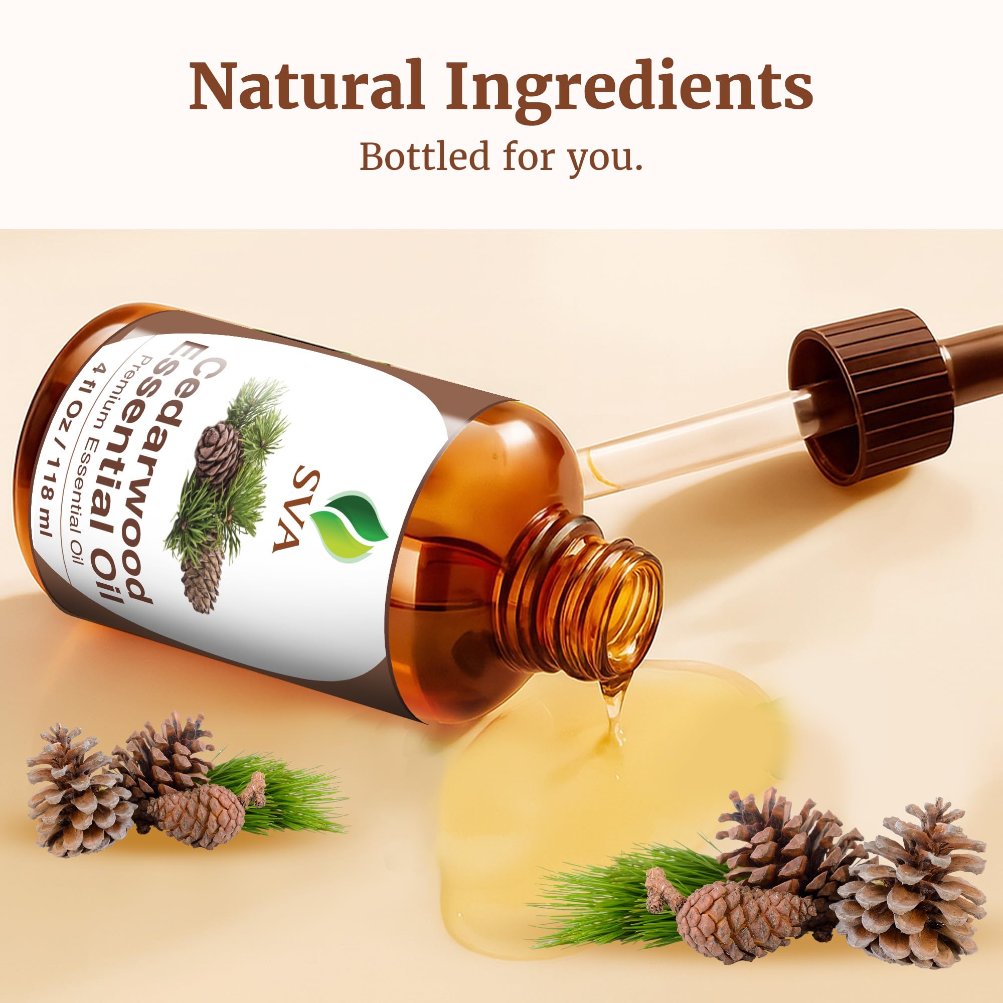 Arômes naturels de cèdre SVA Organics pour aromathérapie et maison