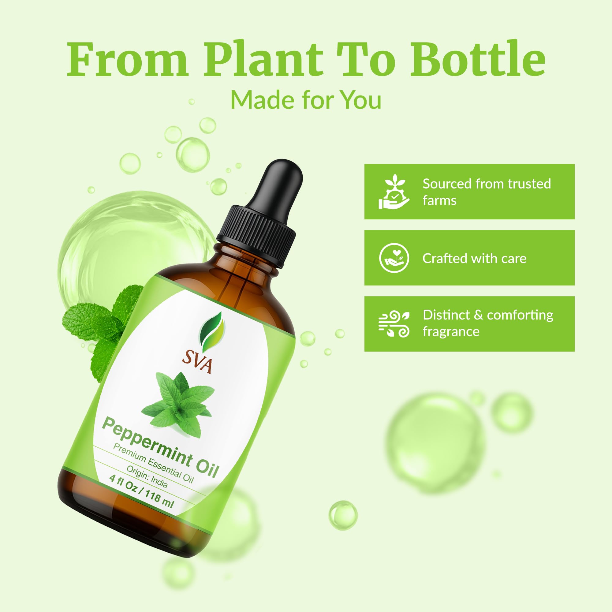 SVA ORGANICS huile essentielle menthe arvensis — soin cheveux et cuir chevelu après dilution.