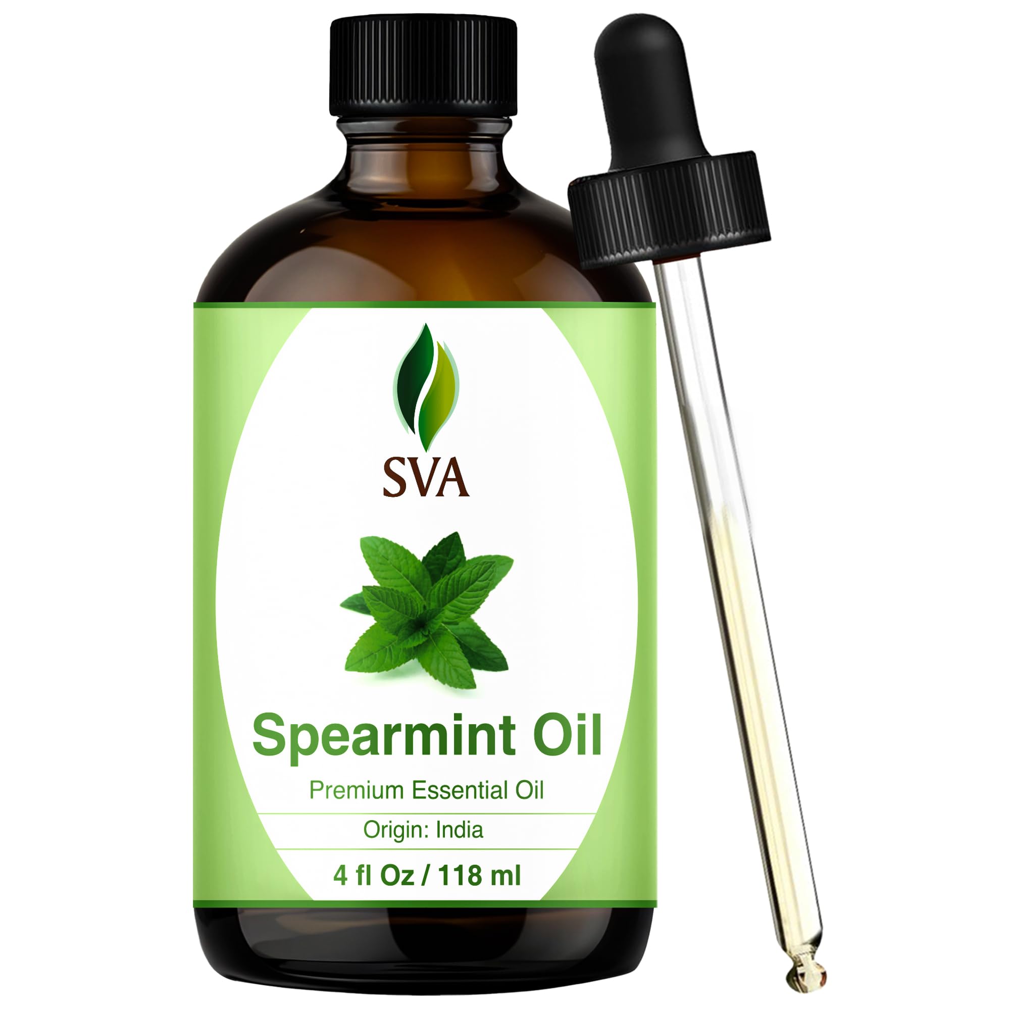 SVA ORGANICS huile essentielle menthe poivrée en bouteille avec pipette pour une application précise.