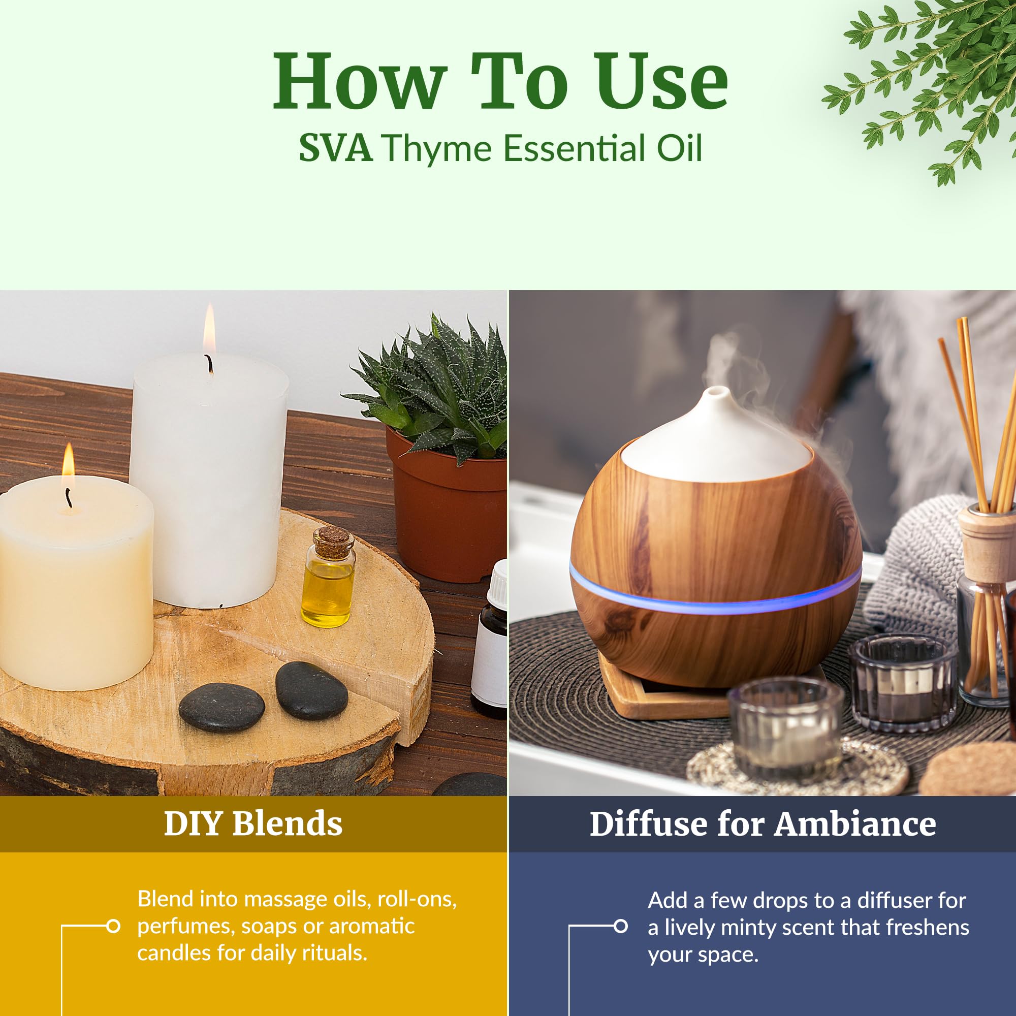Fabrication de bougies parfumées avec huile de thym SVA ORGANICS