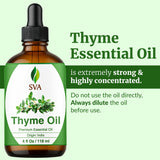 Soin capillaire dilué à l huile de thym SVA ORGANICS sur le cuir chevelu