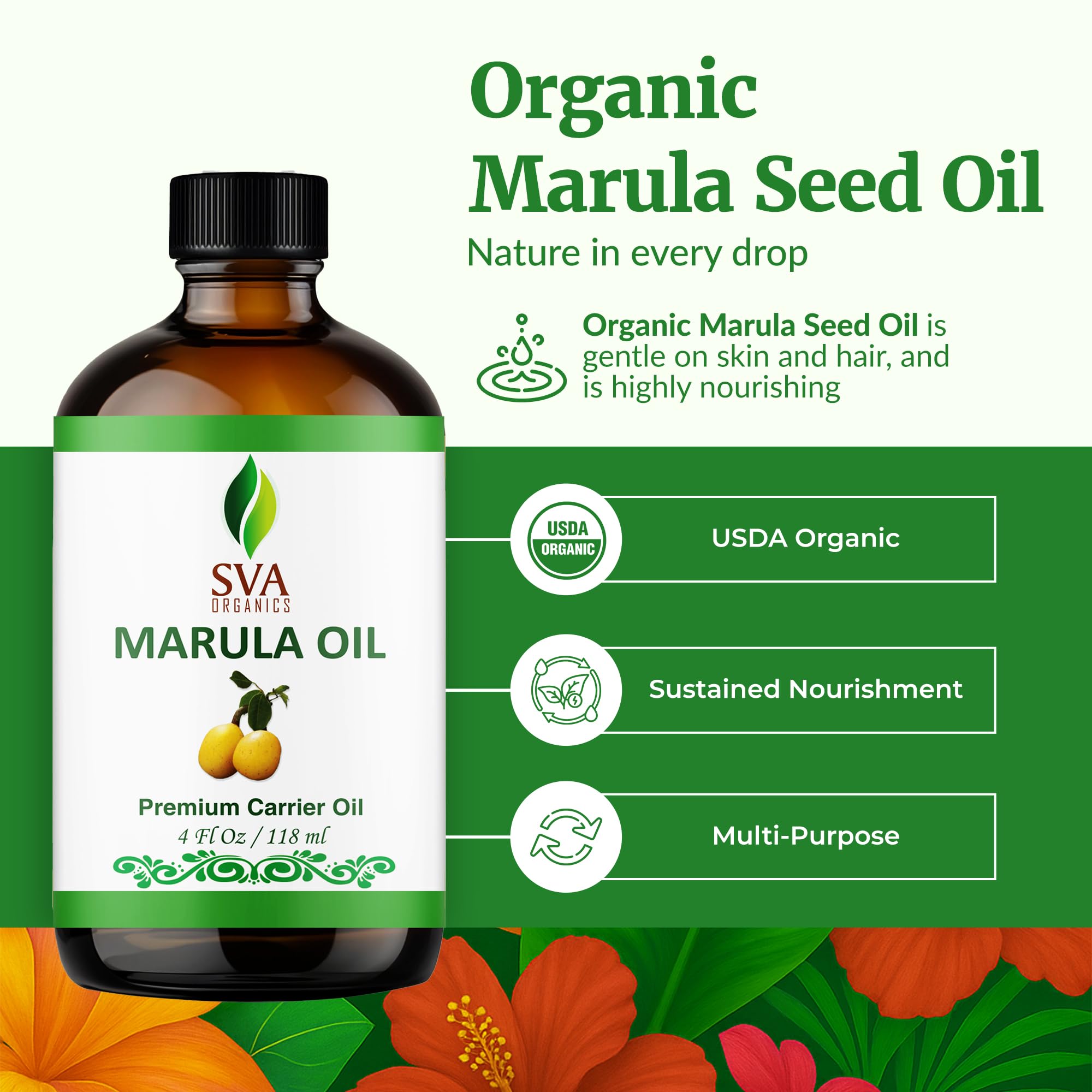 SVA Organic Huile Marula – application massage apaisante pour cuir chevelu et cheveux.