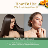 SVA Organics huile noyau d'abricot — cheveux, ajout dans shampoing pour nourrir