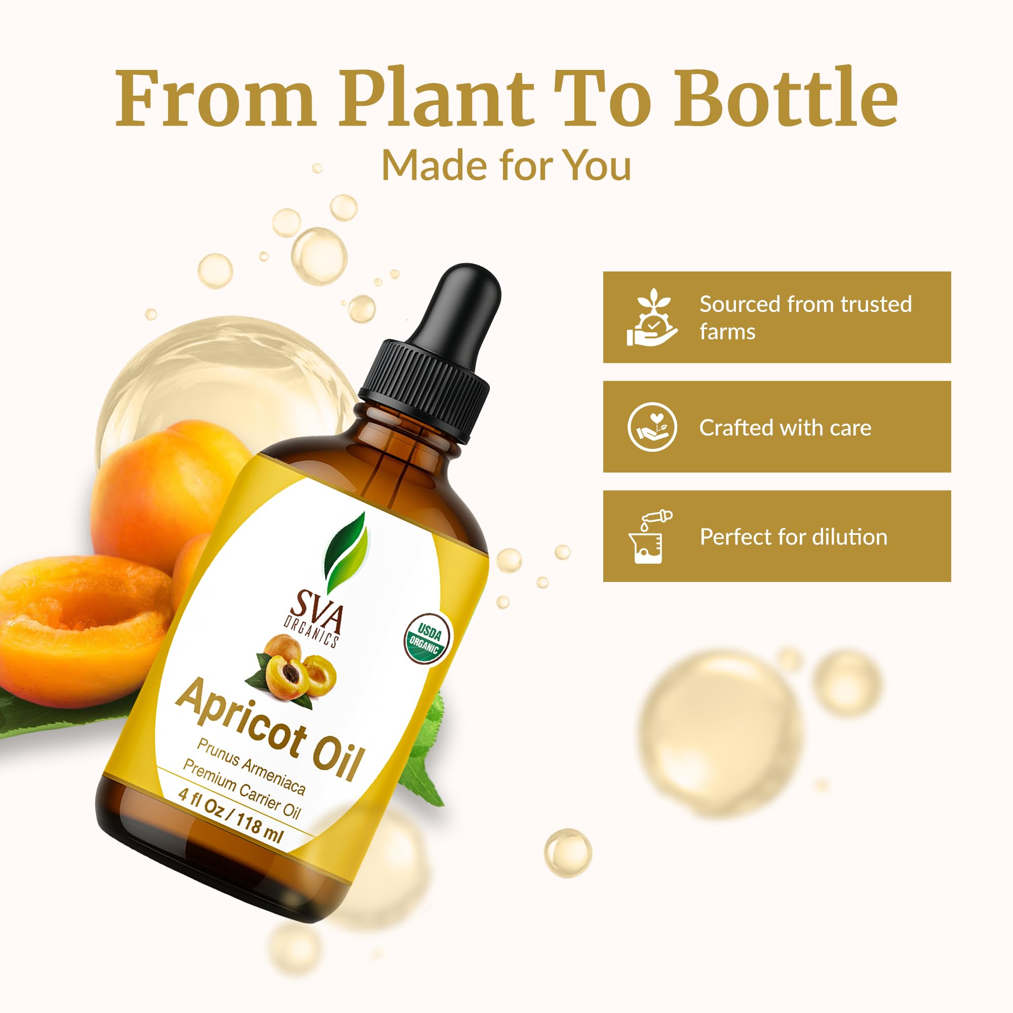 SVA Organics huile noyau d'abricot — soin peau, absorption rapide