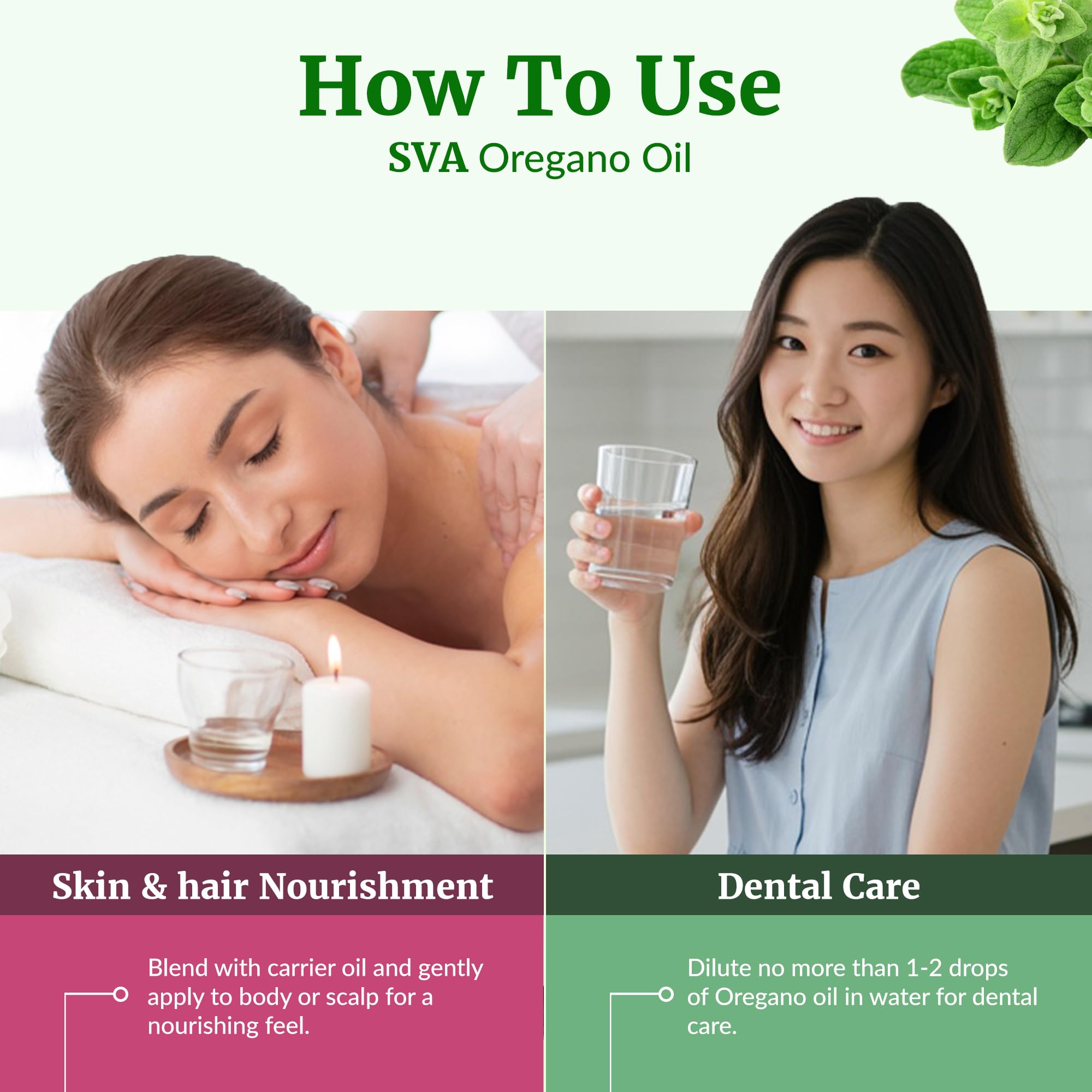 Massage du cuir chevelu avec huile d'origan SVA et huile porteuse.