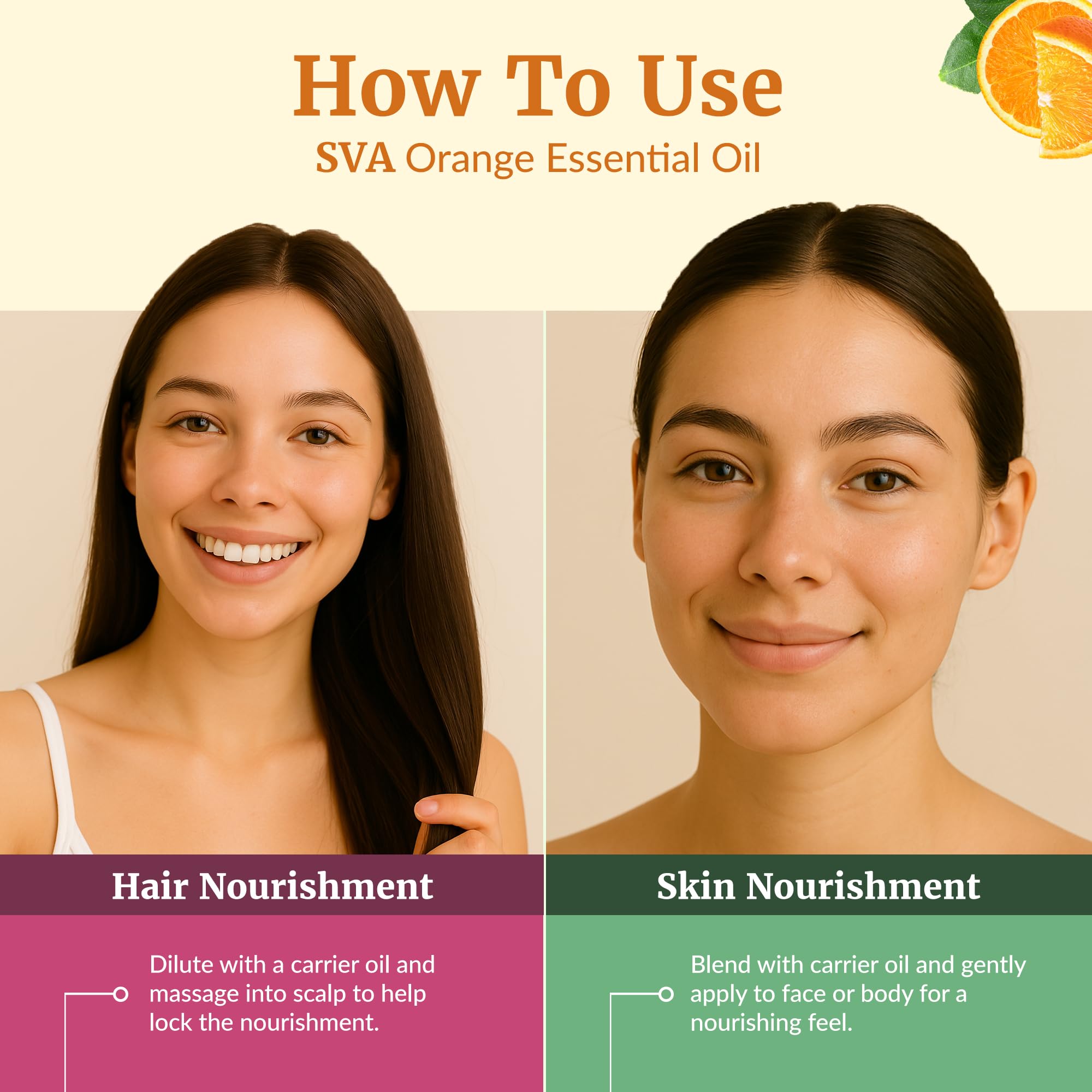 SVA ORGANICS huile orange pour soin cheveux, massage du cuir chevelu.