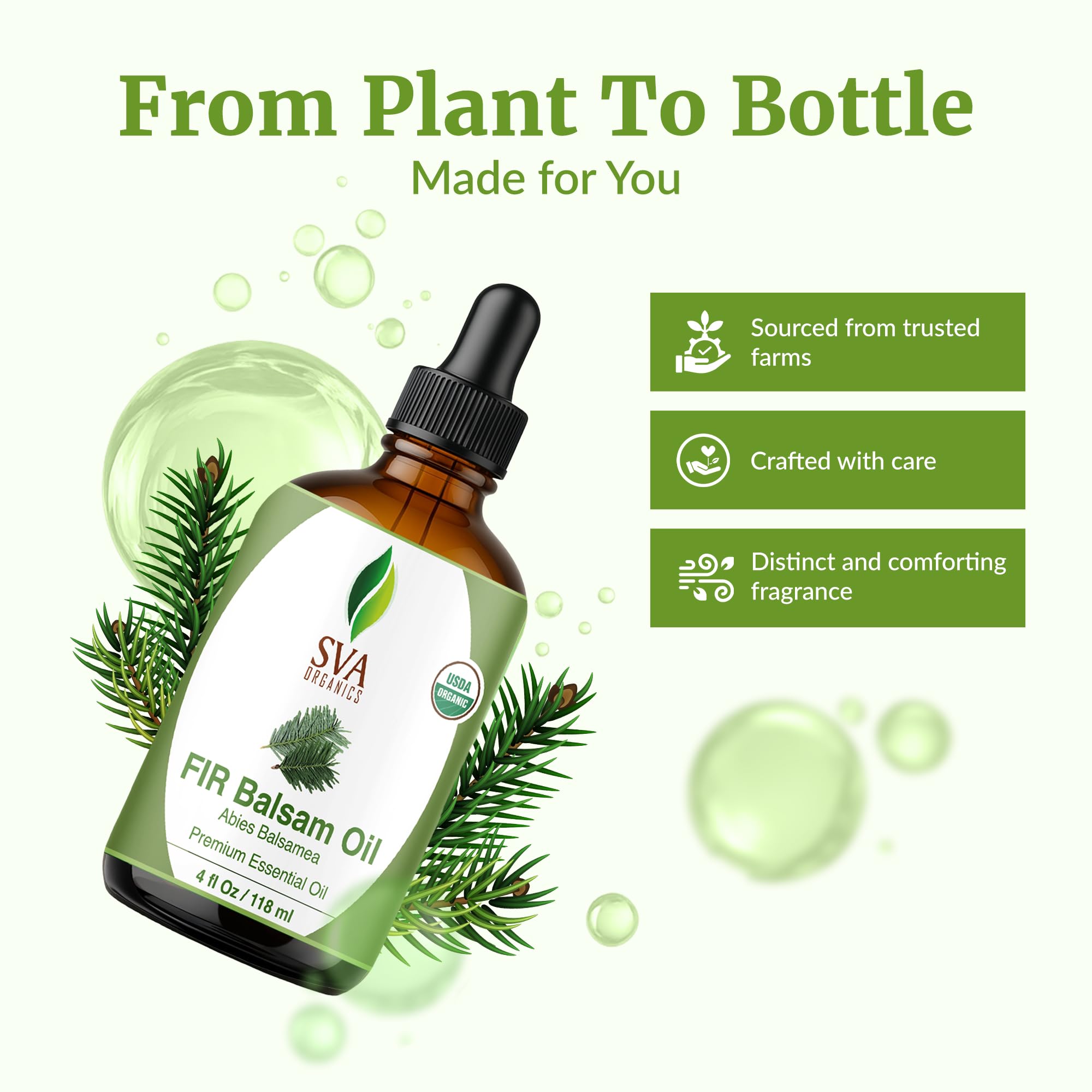 Soin peau et visage dilué avec huile sapin balsam SVA Organics.