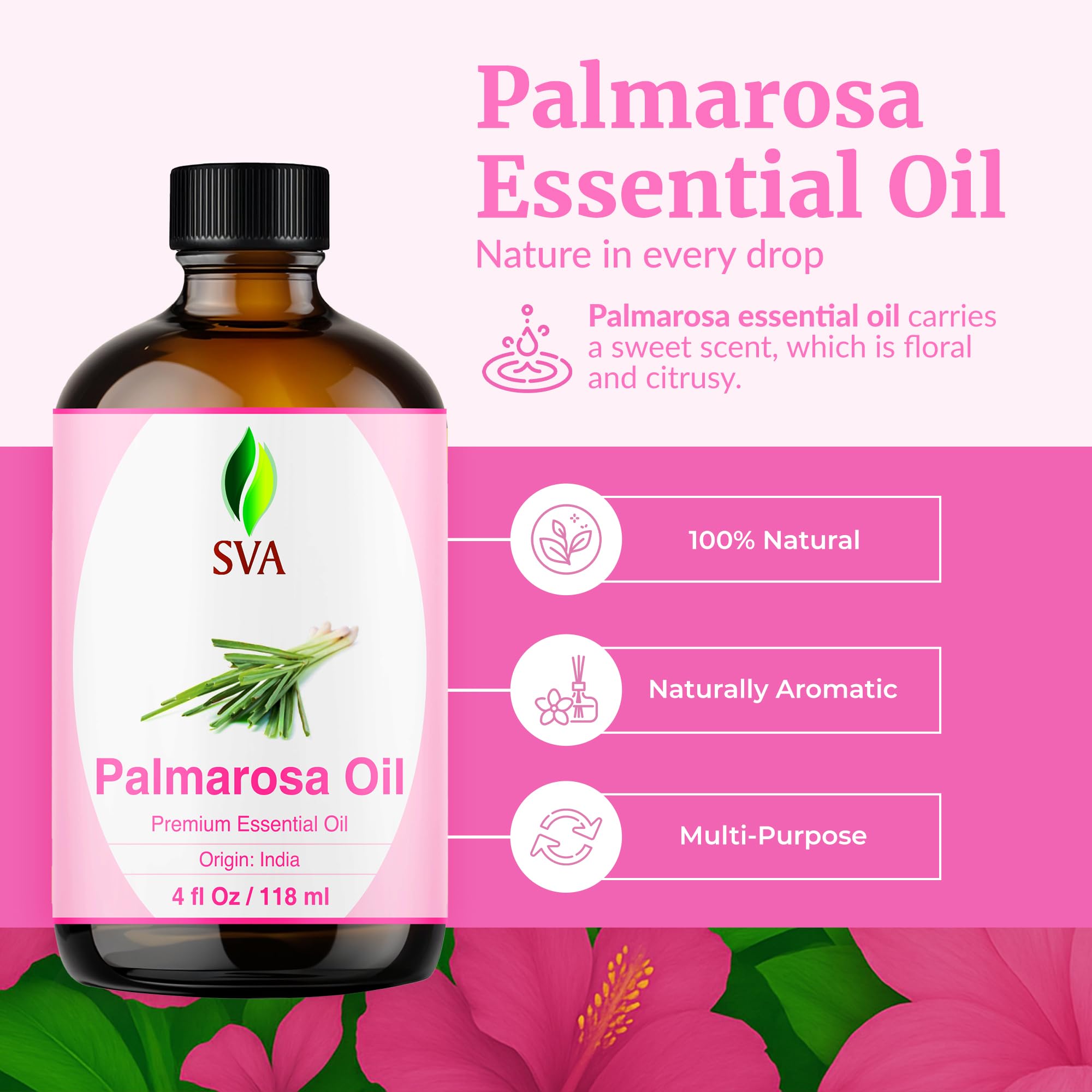 SVA Palmarosa, diffuseur prêt à l’emploi pour une ambiance florale.