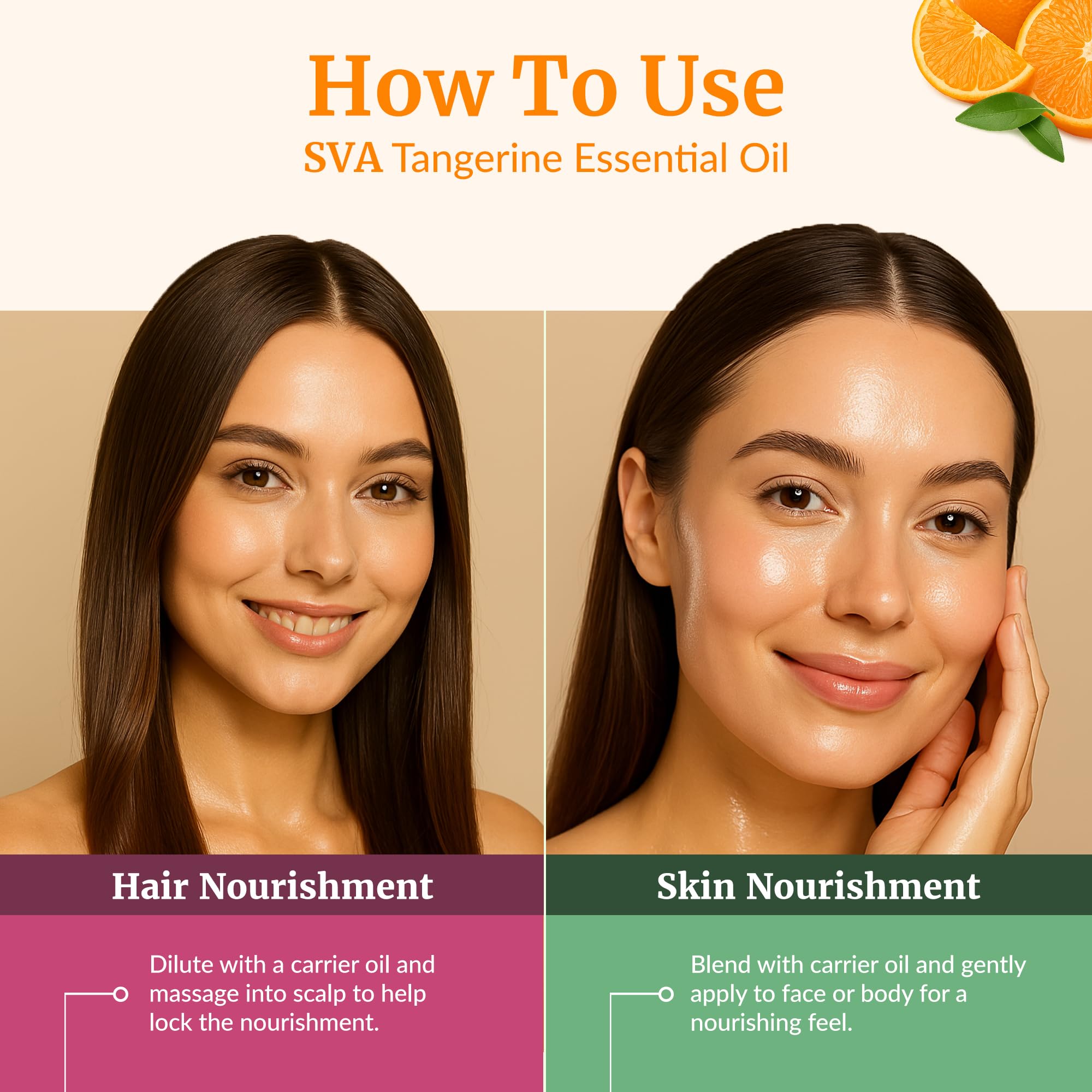 SVA Tangerine : massage corporel avec huile diluée pour relaxation