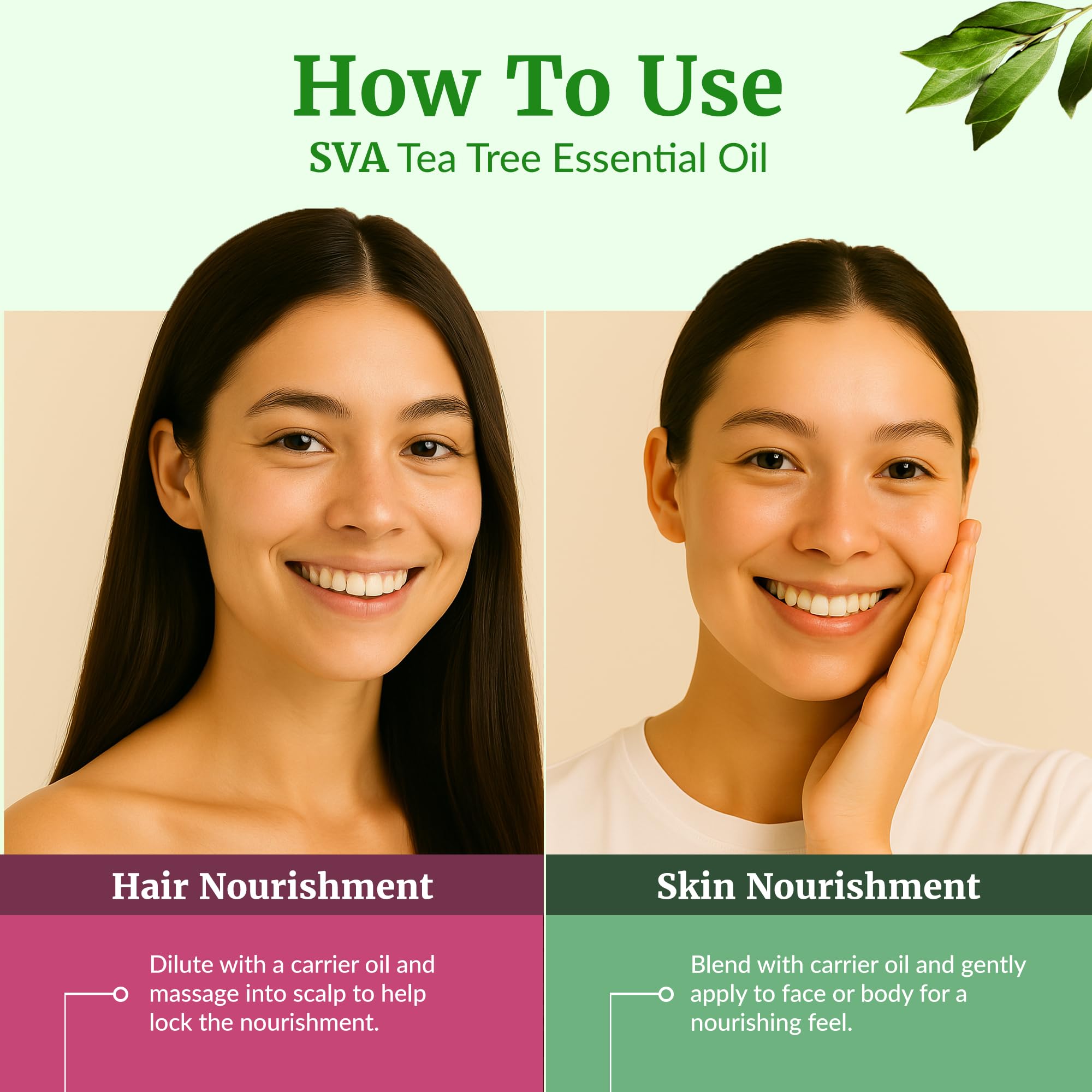 Bain pieds apaisant avec SVA Tea Tree Oil dans l’eau chaude.