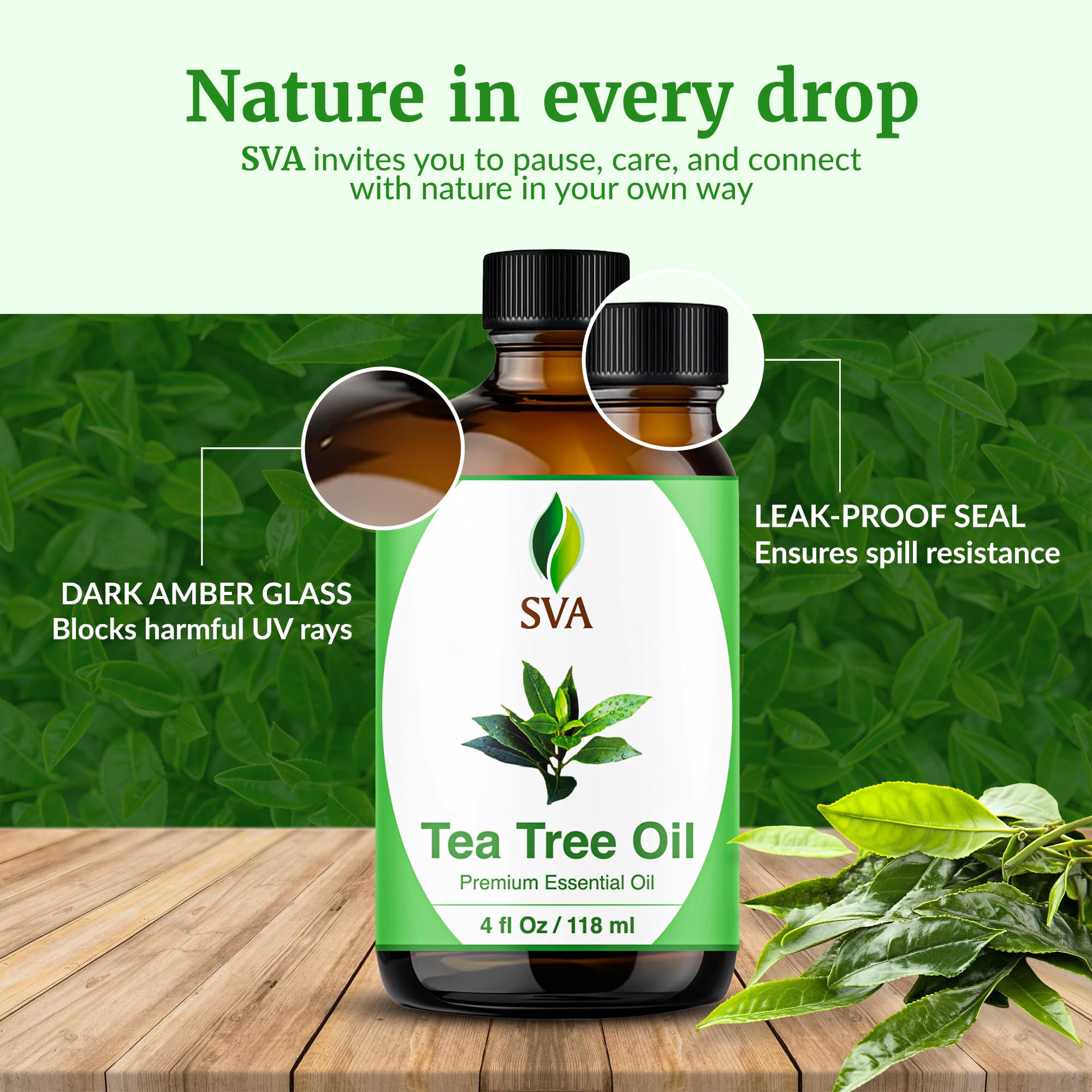 Bougies artisanales parfumées avec SVA Tea Tree Oil et huile essentielle purifiante.