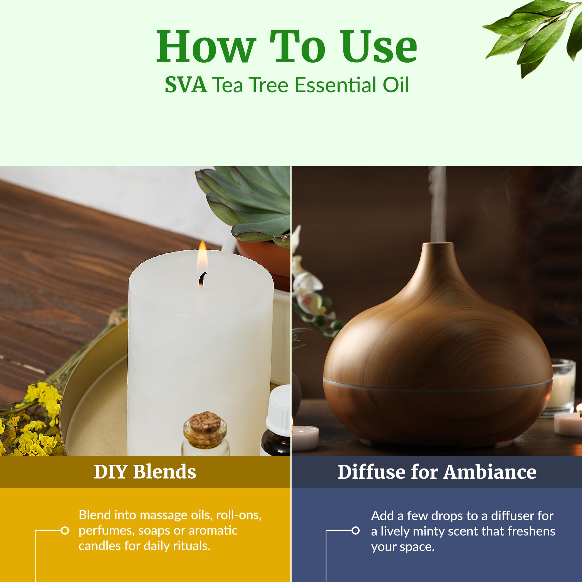 Savon maison enrichi avec SVA Tea Tree Oil pour parfum naturel.