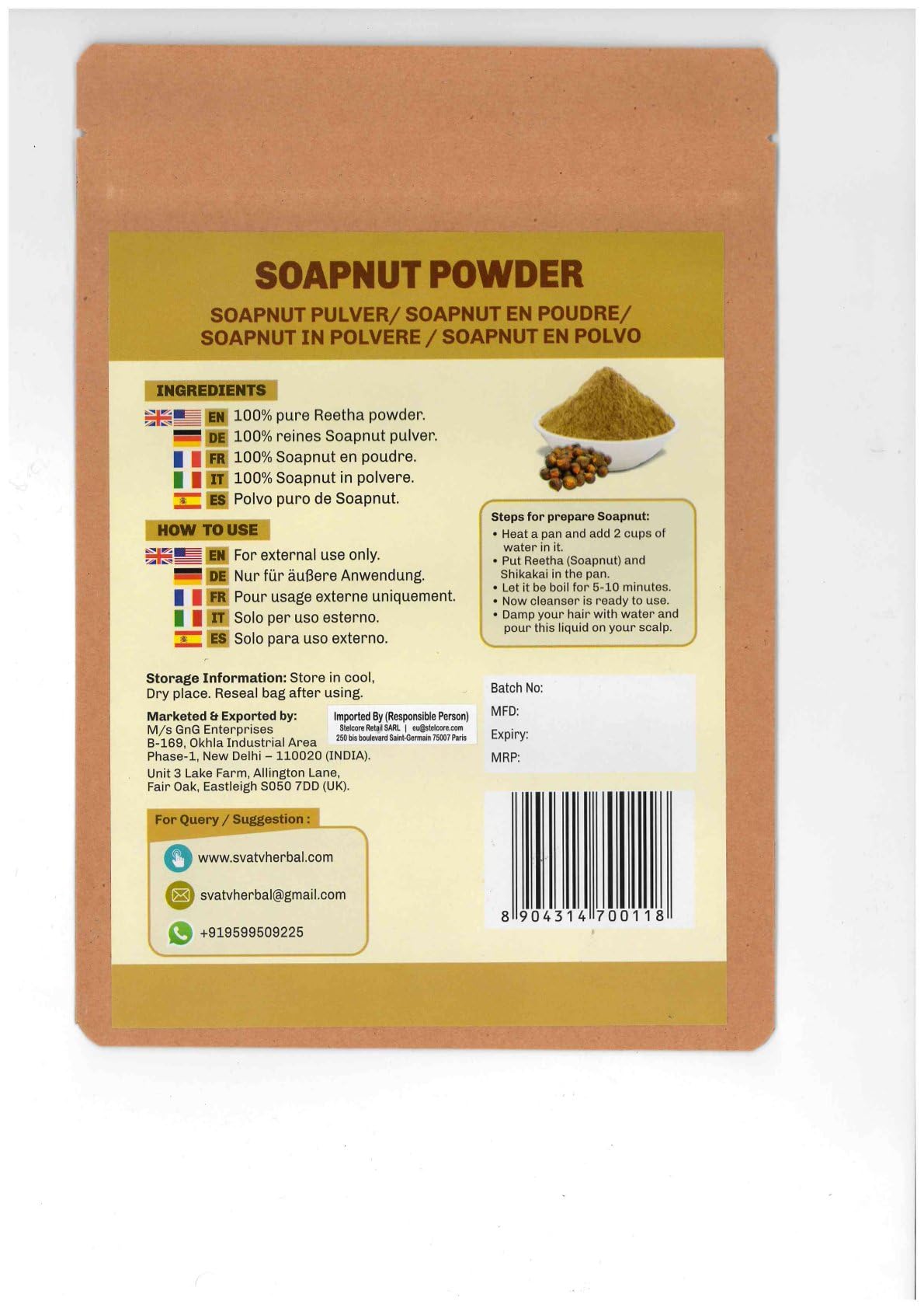 SVATV Poudre Reetha: application masque cheveux pour cheveux brillants