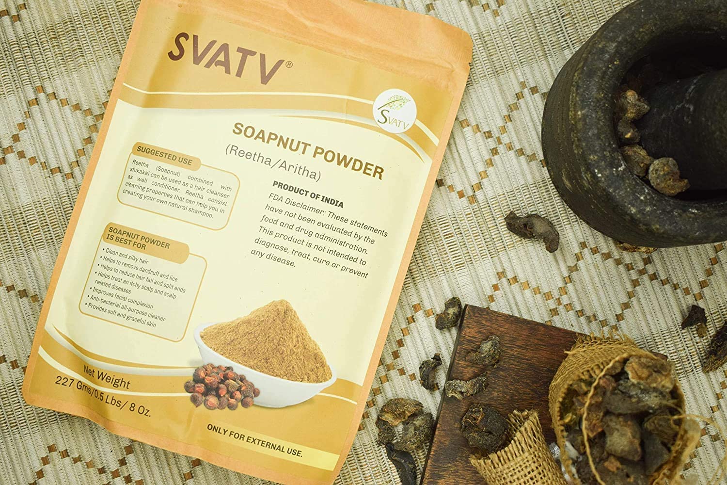 SVATV Poudre Reetha: usage quotidien pour cheveux propres et lumineux