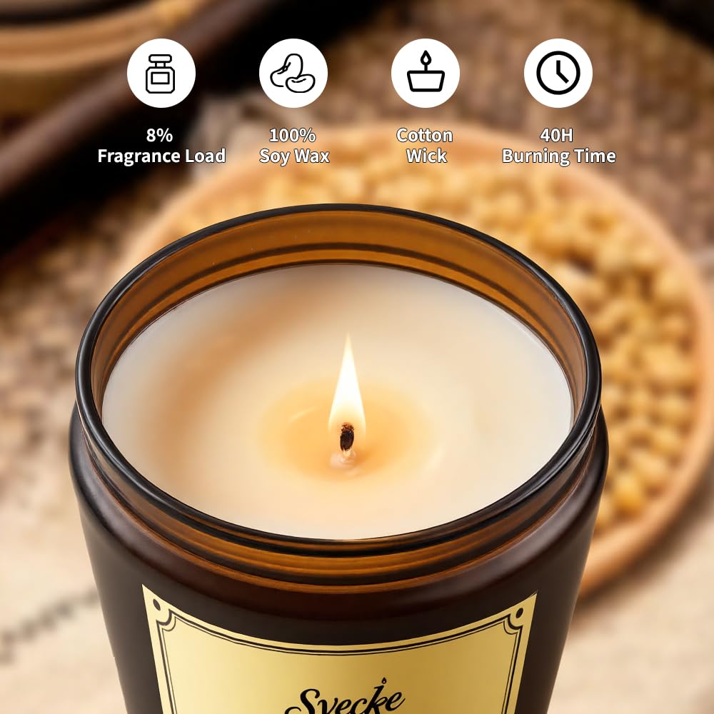 Bougie Svecke vanille et coco, parfum réconfortant pour salon.