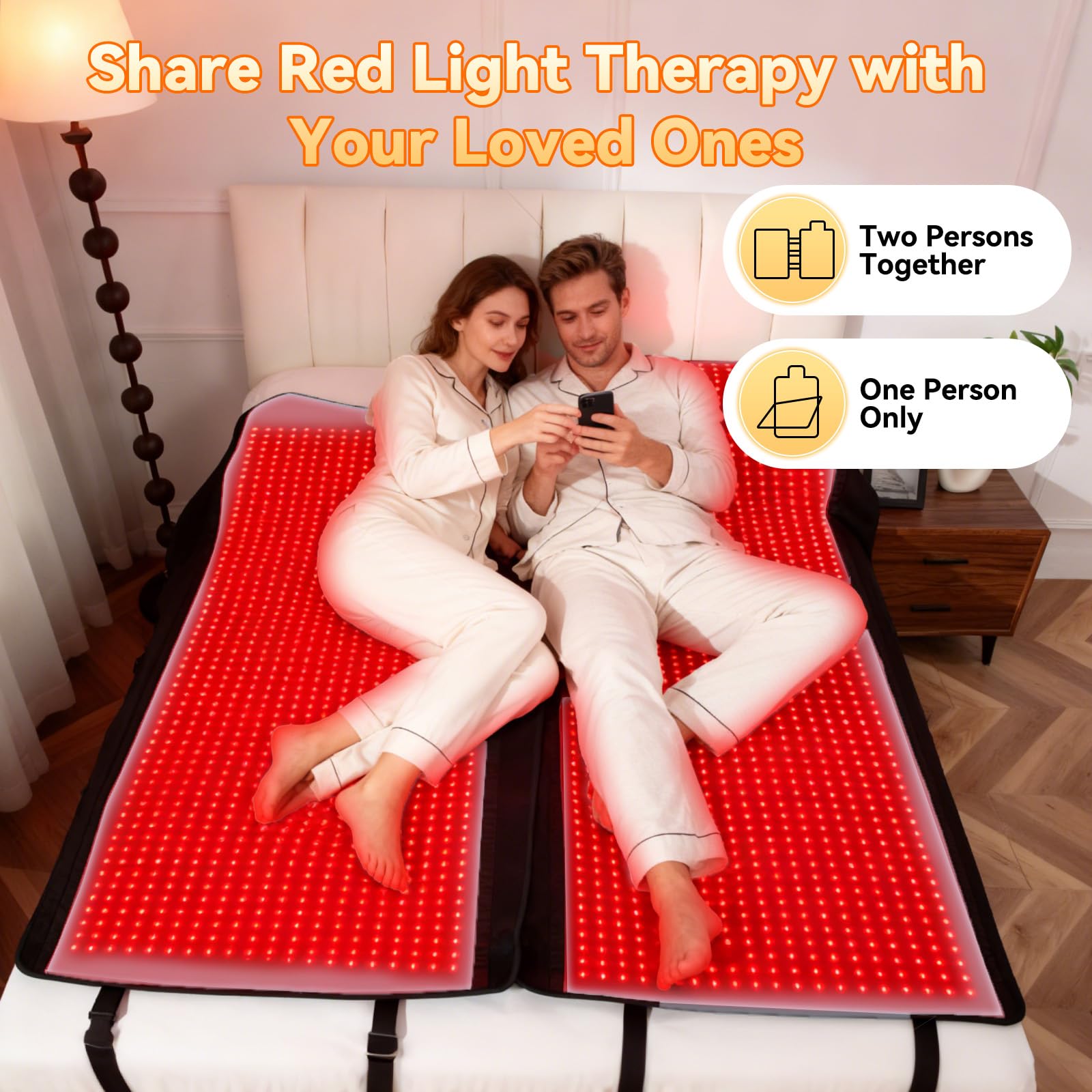 Conception modulaire double matelas pour utilisation à deux personnes ou zones distinctes.