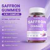 Svovita gommes safran, ingrédients complets, associe Ashwagandha et L-théanine pour le bien-être quotidien.